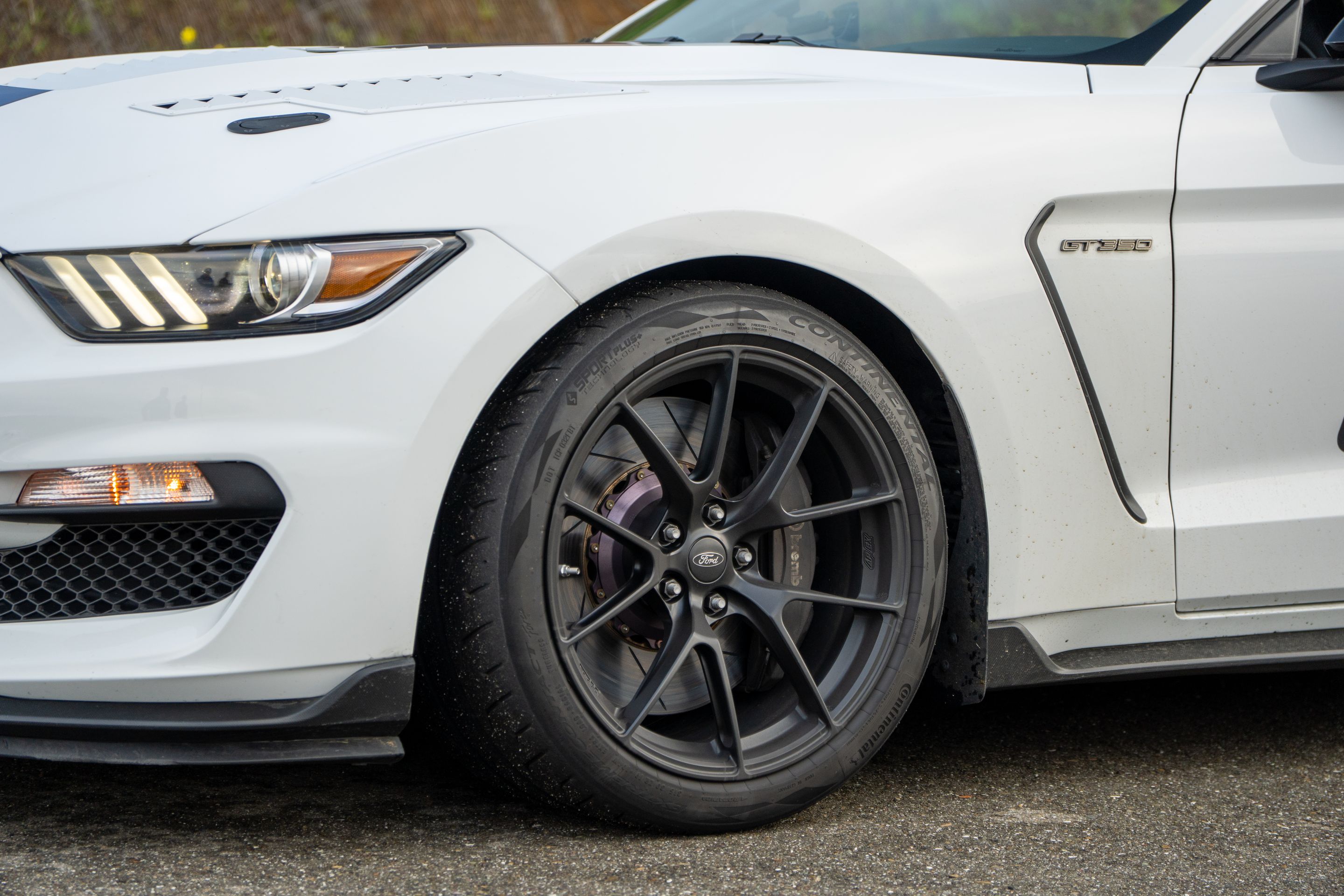 White Ford S550 Mustang GT350 with 19" VS-5RS Apex wheels in Satin Black