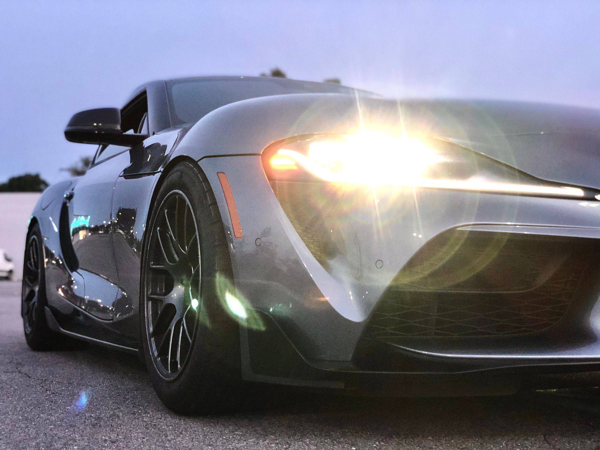 Grey Toyota GR Supra with 18" SM-10 Apex wheels in Anthracite