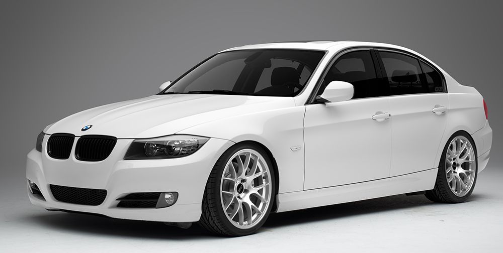 White BMW E90 LCI Sedan 3 Series with 19" EC-7 Apex wheels in Race Silver