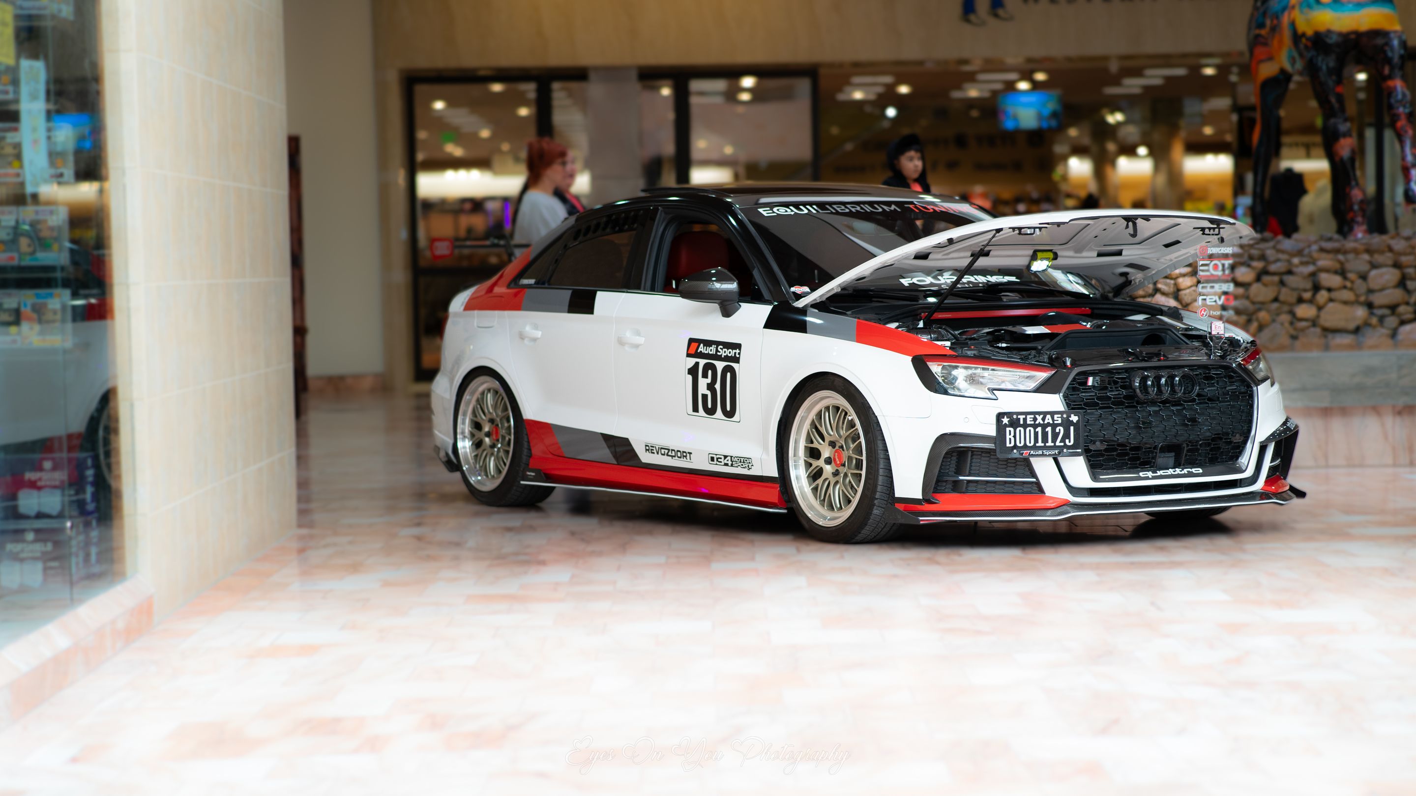 Race Livery Audi 8V A3 with 18" ML-10RT Apex wheels in Machined Lip Gloss Motorsport Gold