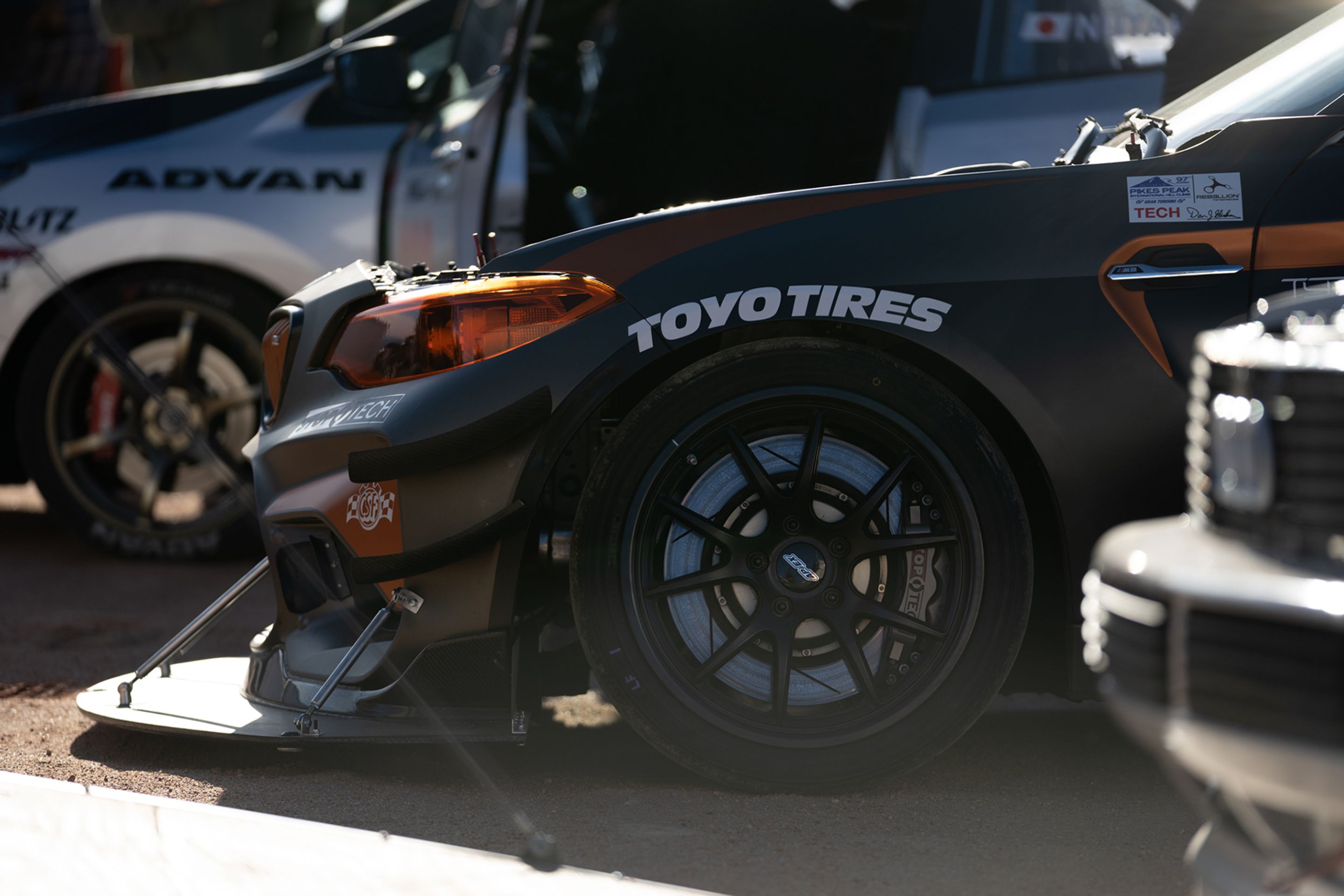 Grey BMW F87 M2 with 18" FL-5 Apex wheels in Satin Black