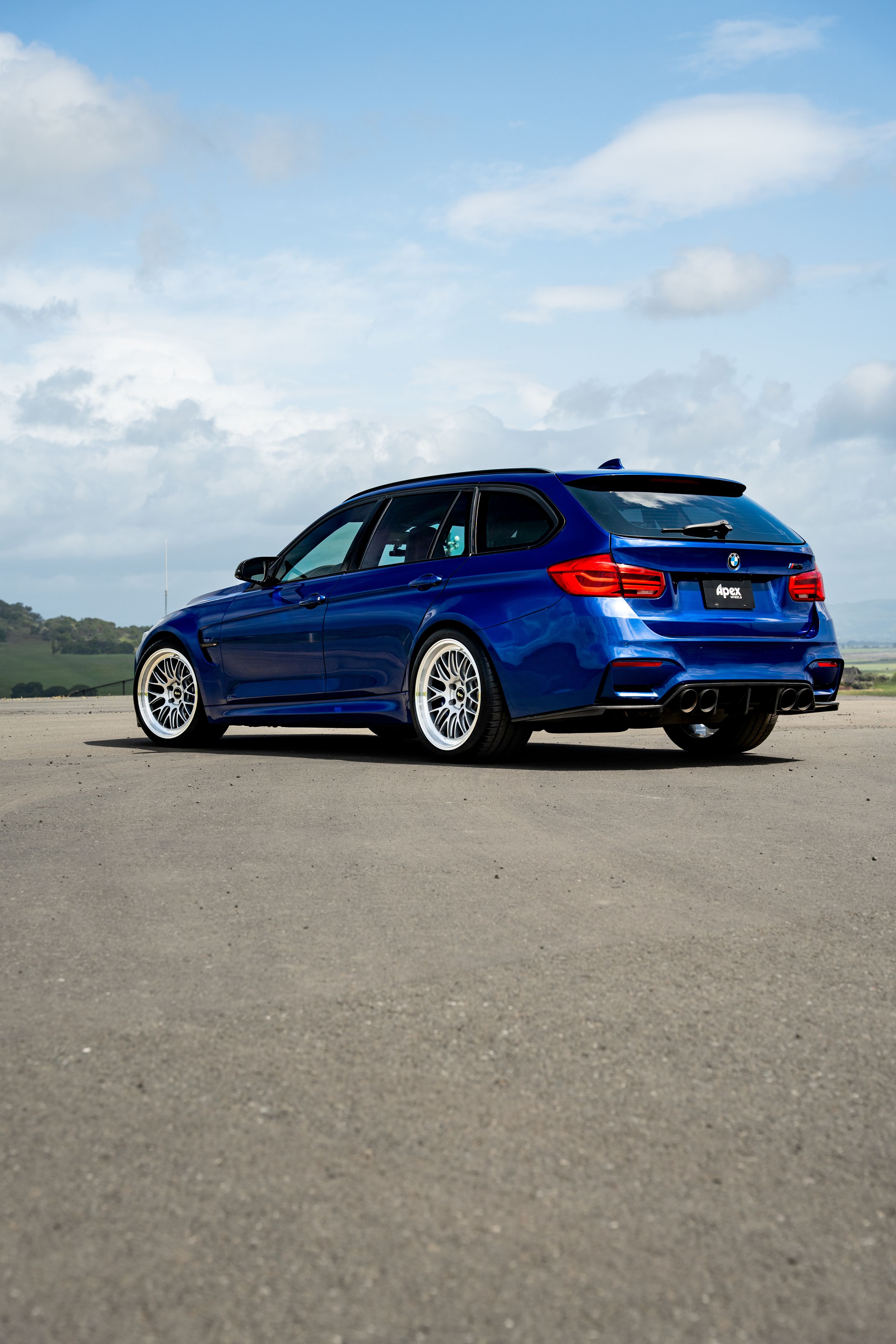Blue BMW F80 M3 with 19" ML-10RT Apex wheels in Machined Lip Race Silver