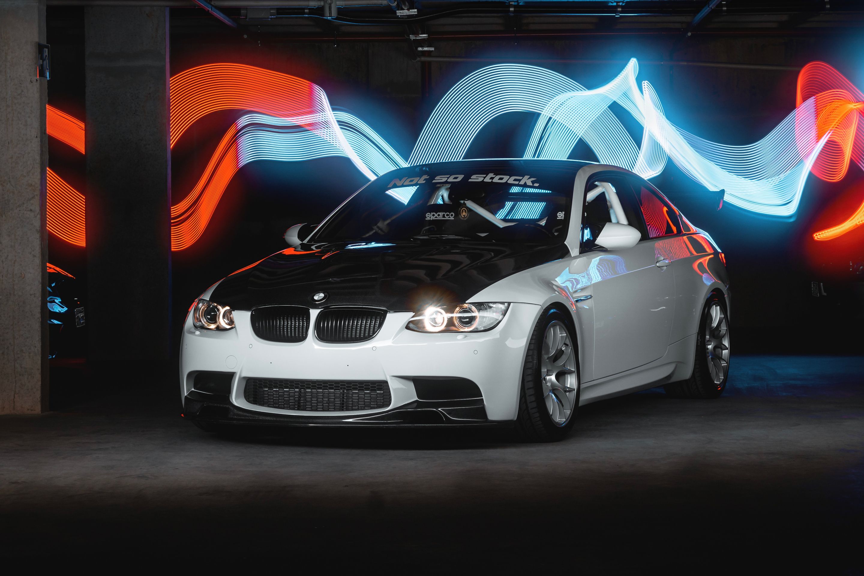 White BMW E92 Coupe M3 with 18" EC-7 Apex wheels in Race Silver