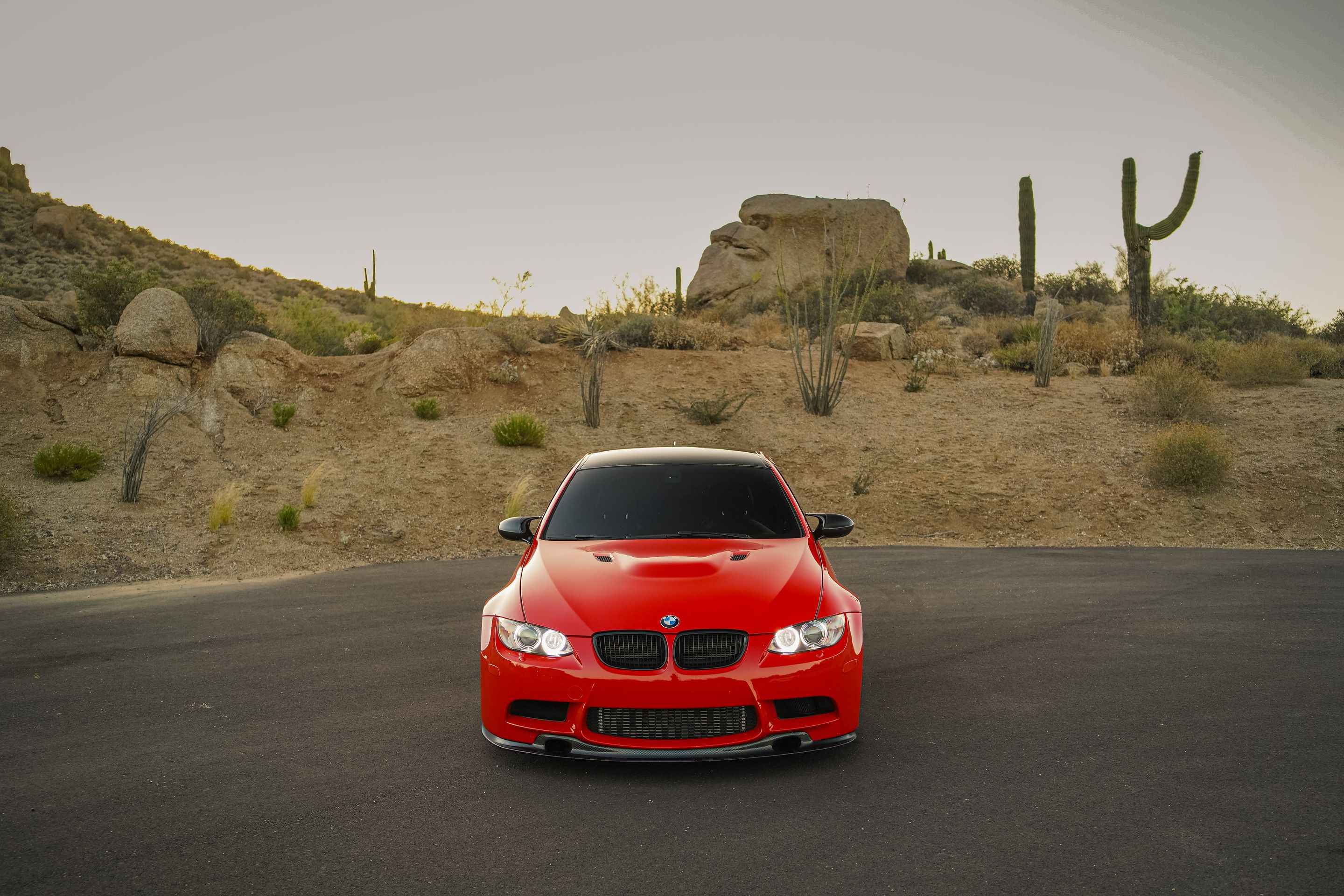 Red BMW E92 Coupe M3 with 18" VS-5RS Apex wheels in Satin Black