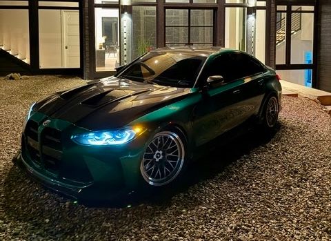Green BMW G80 M3 with 19" ML-10RT Apex wheels in Machined Lip Brushed Clear