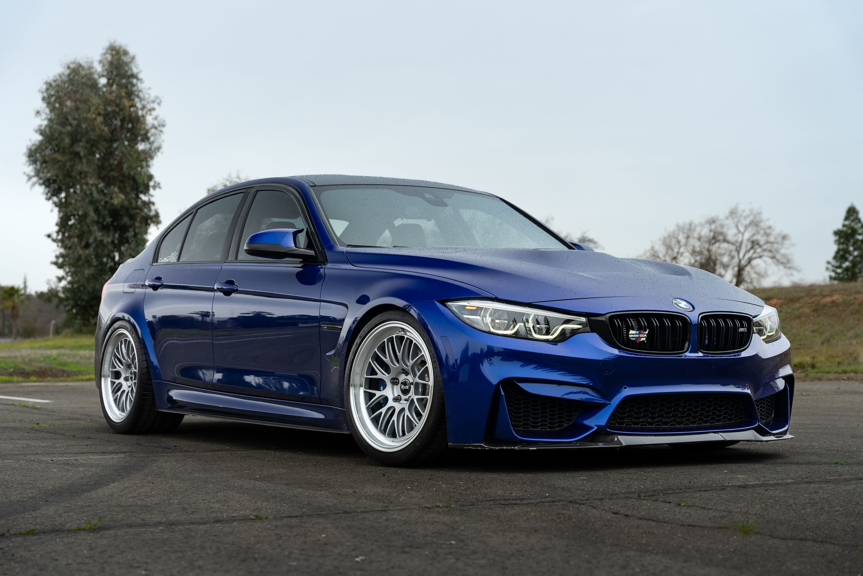 Blue BMW F80 M3 with 19" ML-10RT Apex wheels in Machined Lip Race Silver