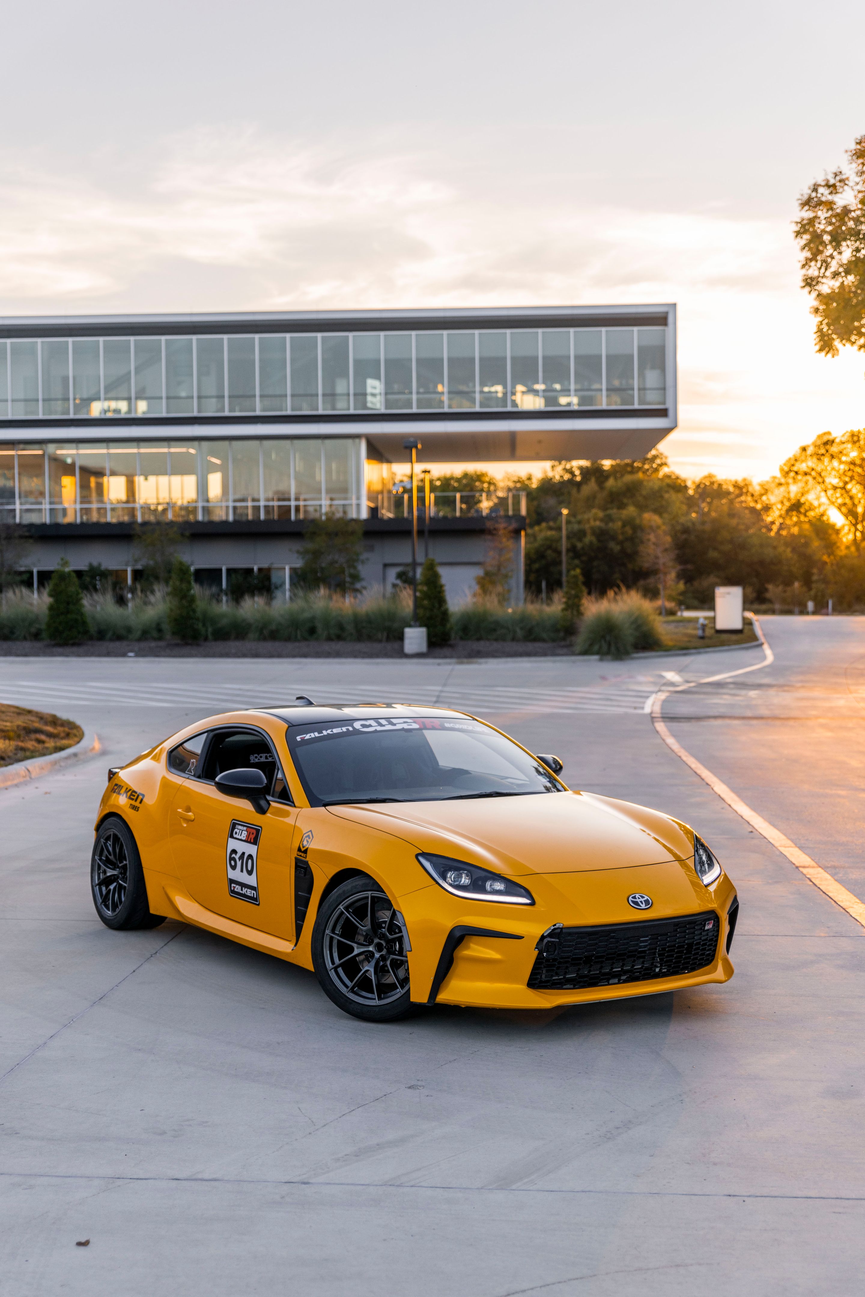 Yellow Toyota GR86 with 17" VS-5RS Apex wheels in Anthracite