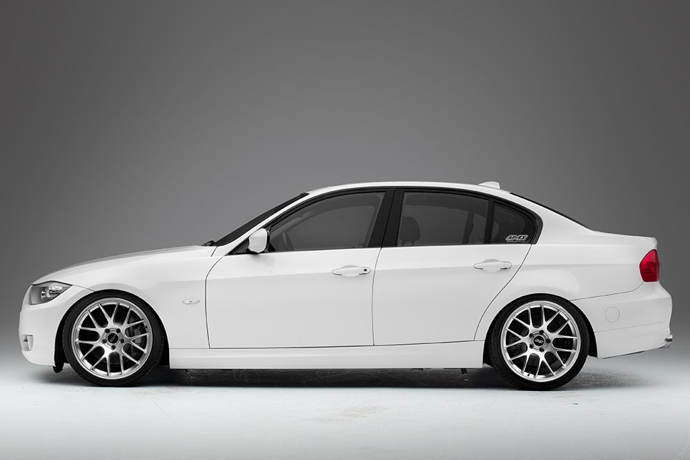 White BMW E90 LCI Sedan 3 Series with 19" EC-7 Apex wheels in Race Silver