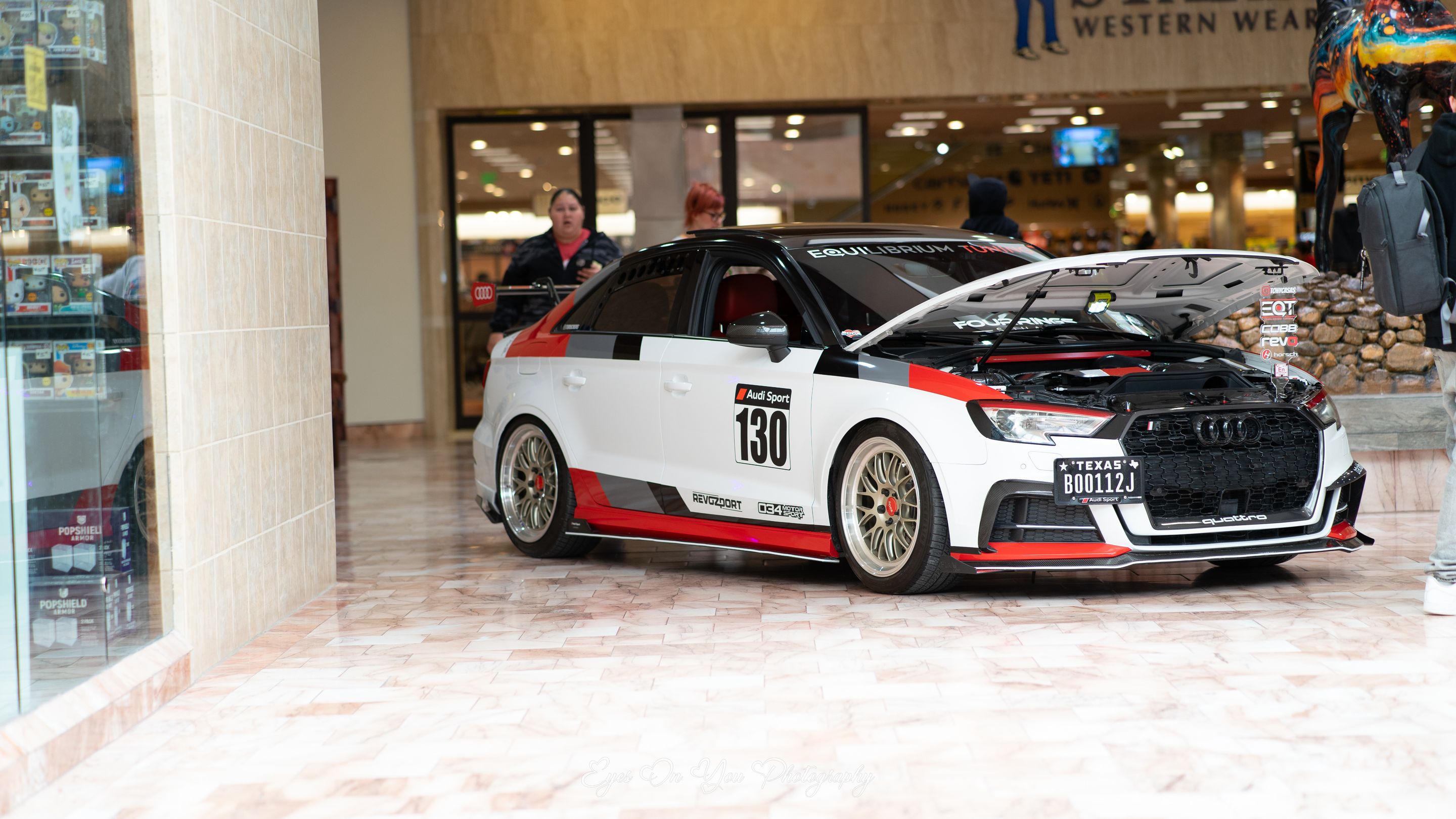 Race Livery Audi 8V A3 with 18" ML-10RT Apex wheels in Machined Lip Gloss Motorsport Gold