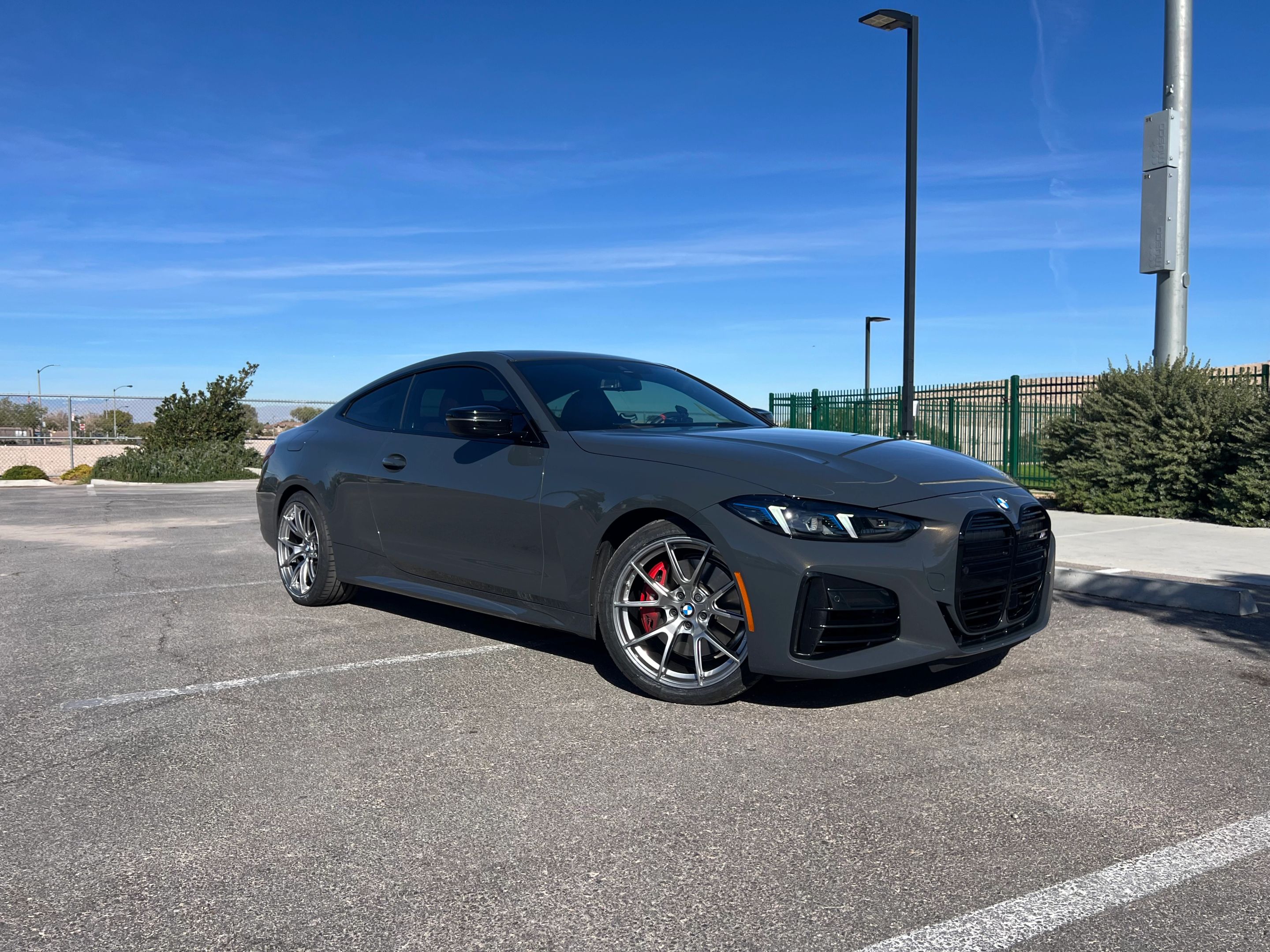 Grey BMW G22 Coupe 4 Series with 18" VS-5 Apex wheels in Hyper Black