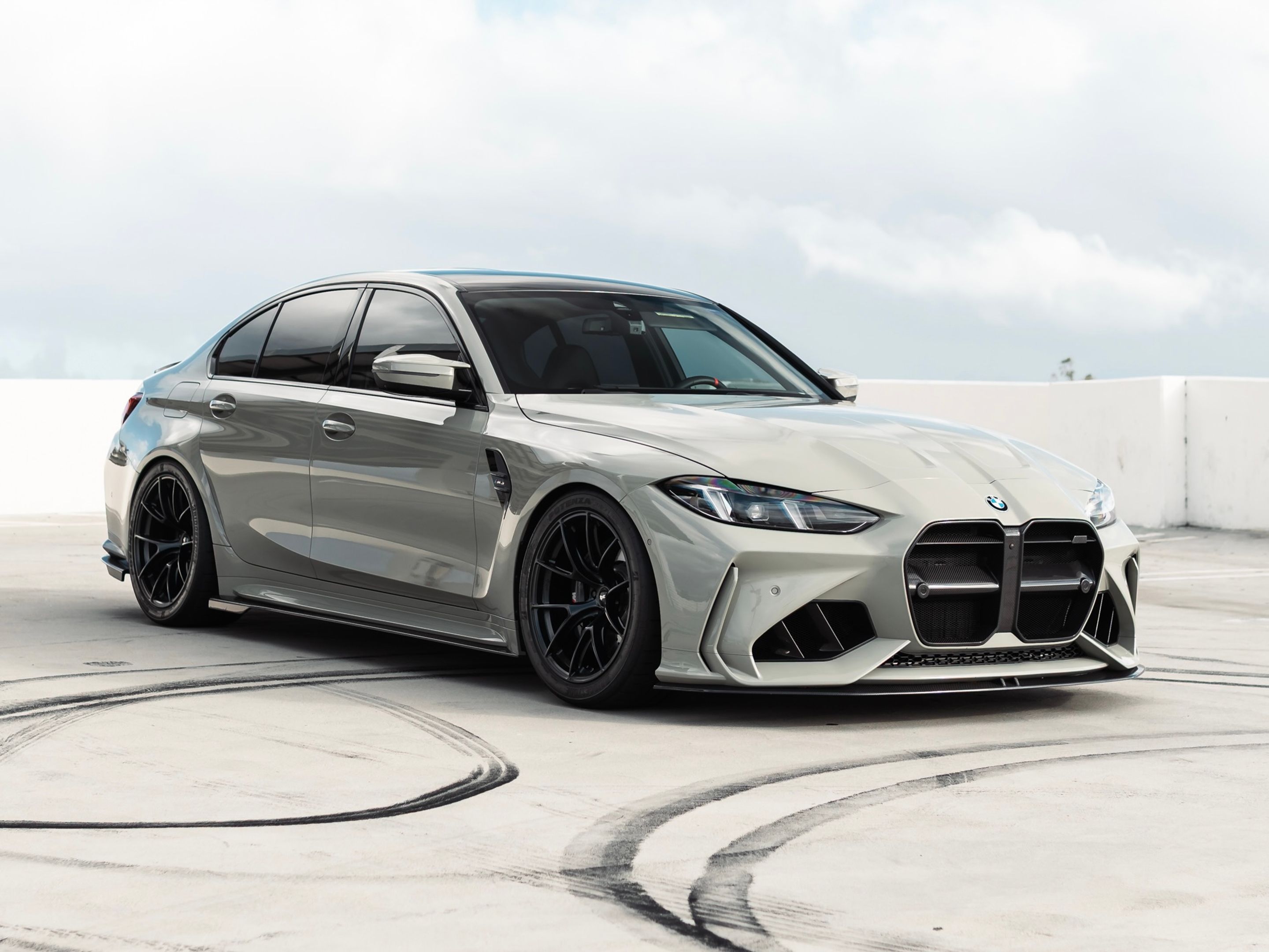 Grey BMW G80 M3 with 19" VS-5RS Apex wheels in Satin Black