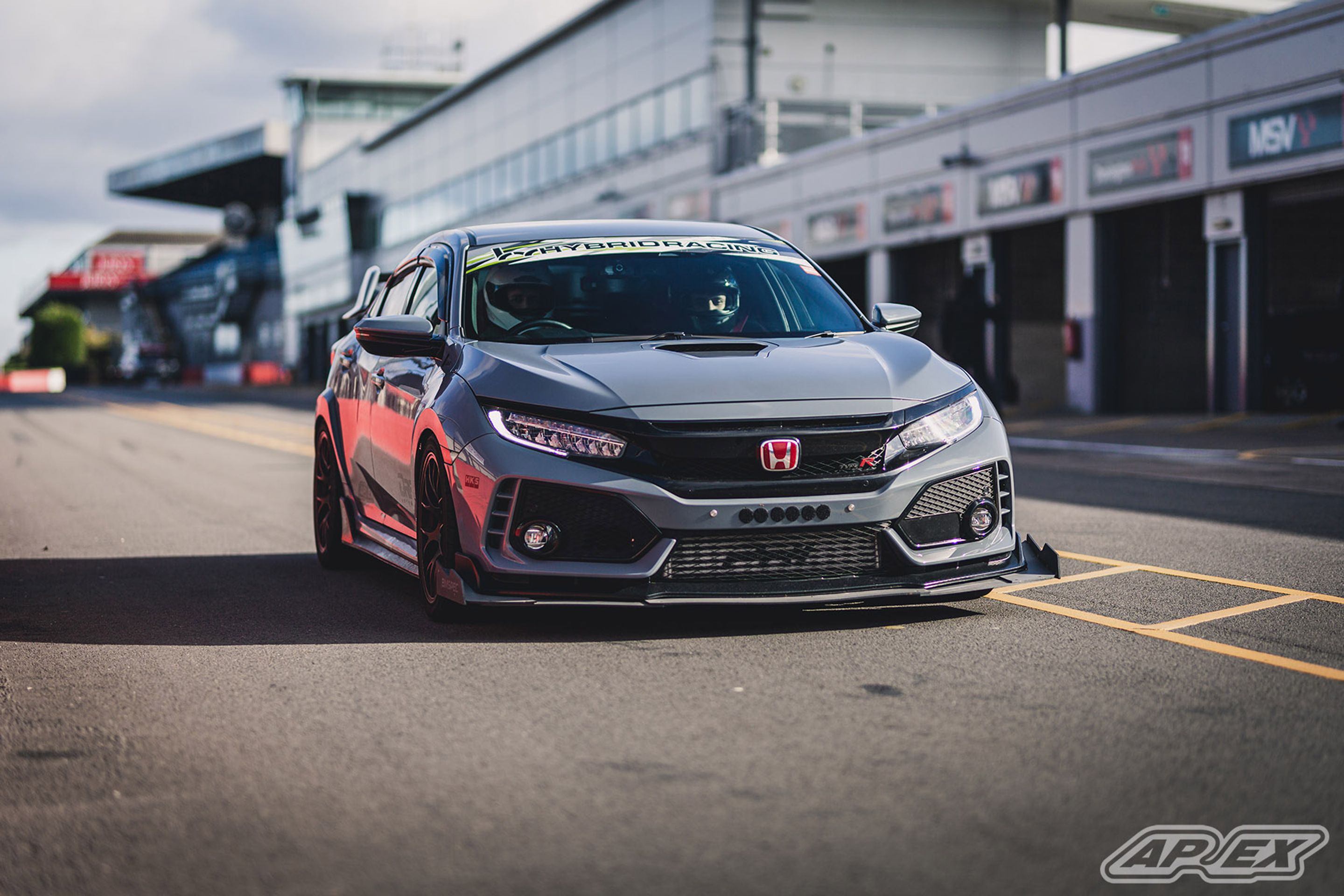 Grey Honda FK8 Civic Type-R with 18" EC-7 Apex wheels in Satin Black