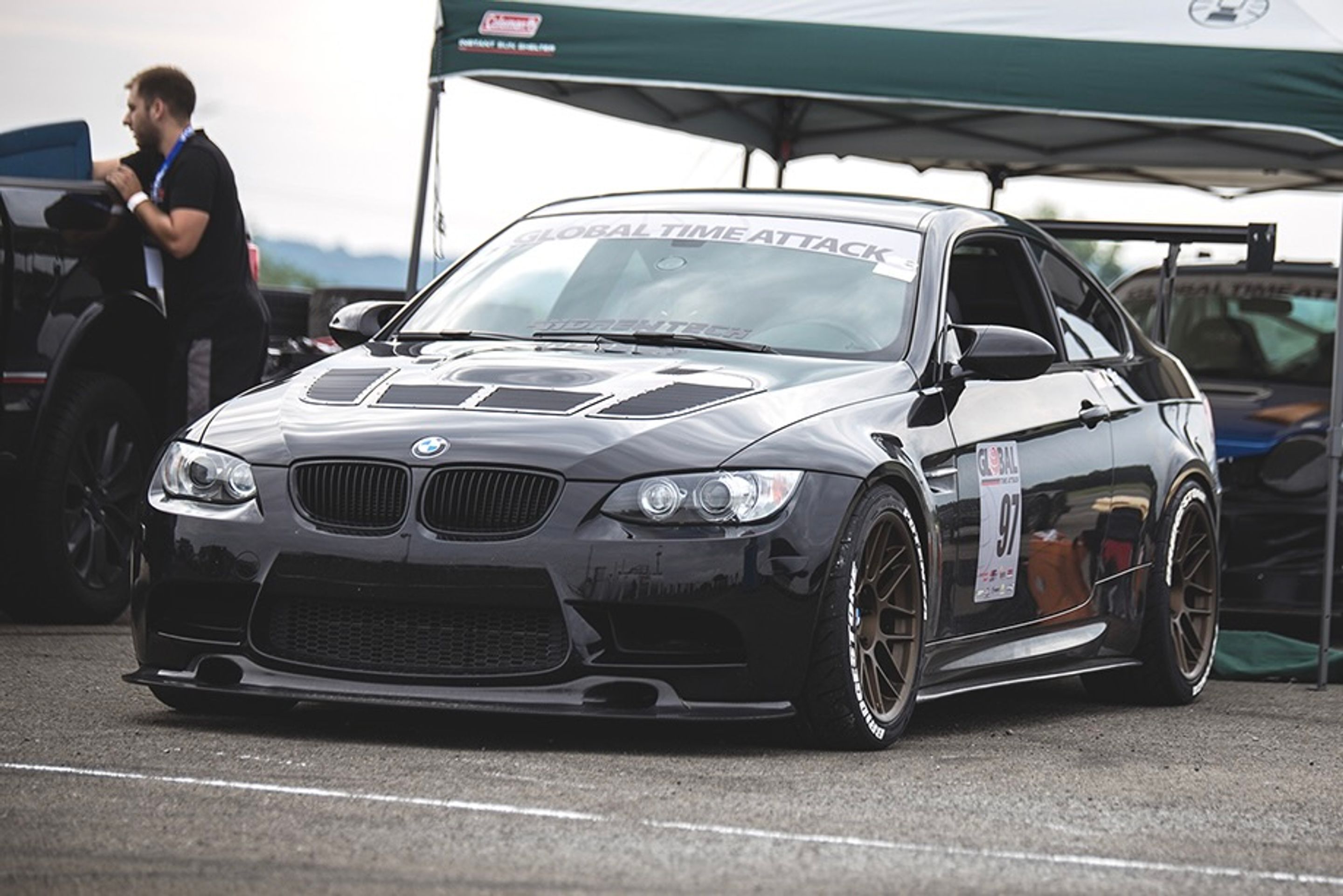 Black BMW E92 Coupe M3 with 18" ARC-8 Apex wheels in Satin Bronze