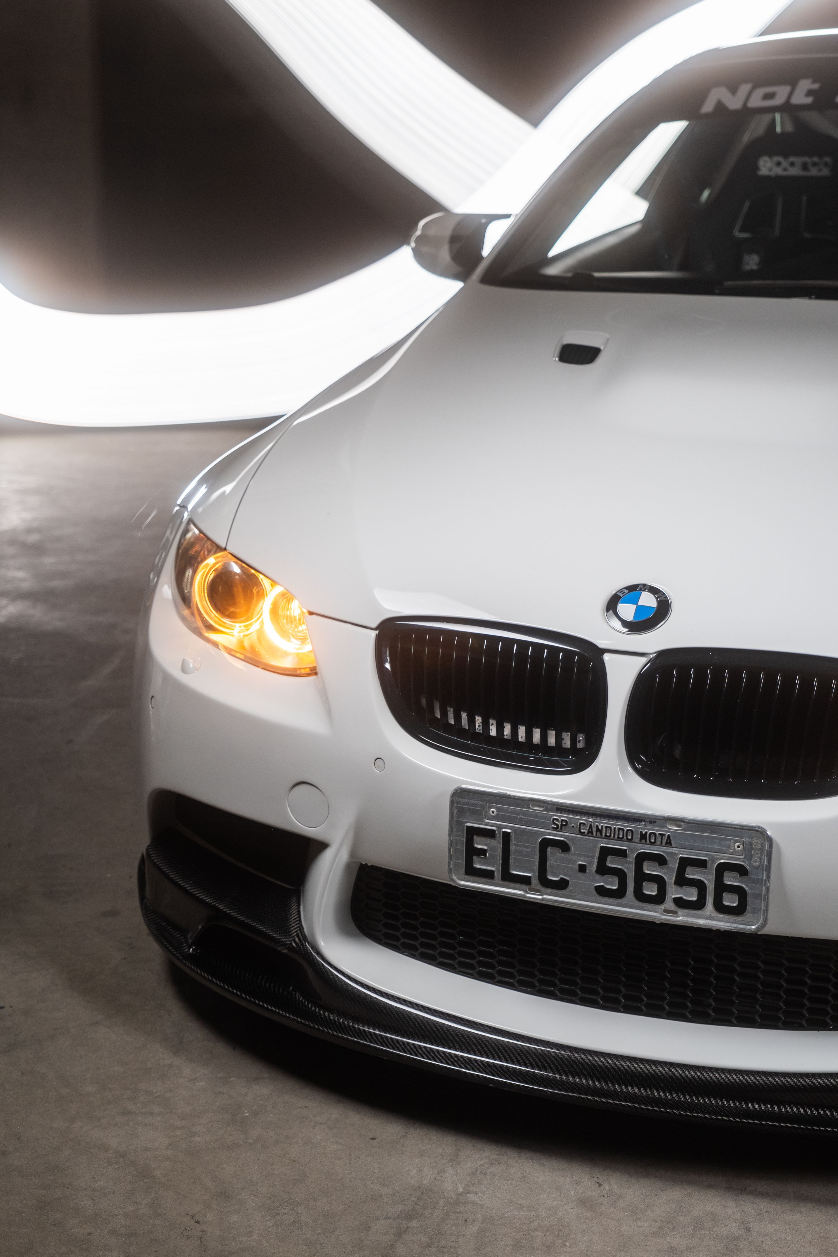 White BMW E92 Coupe M3 with 19" SM-10 Apex wheels in Race Silver