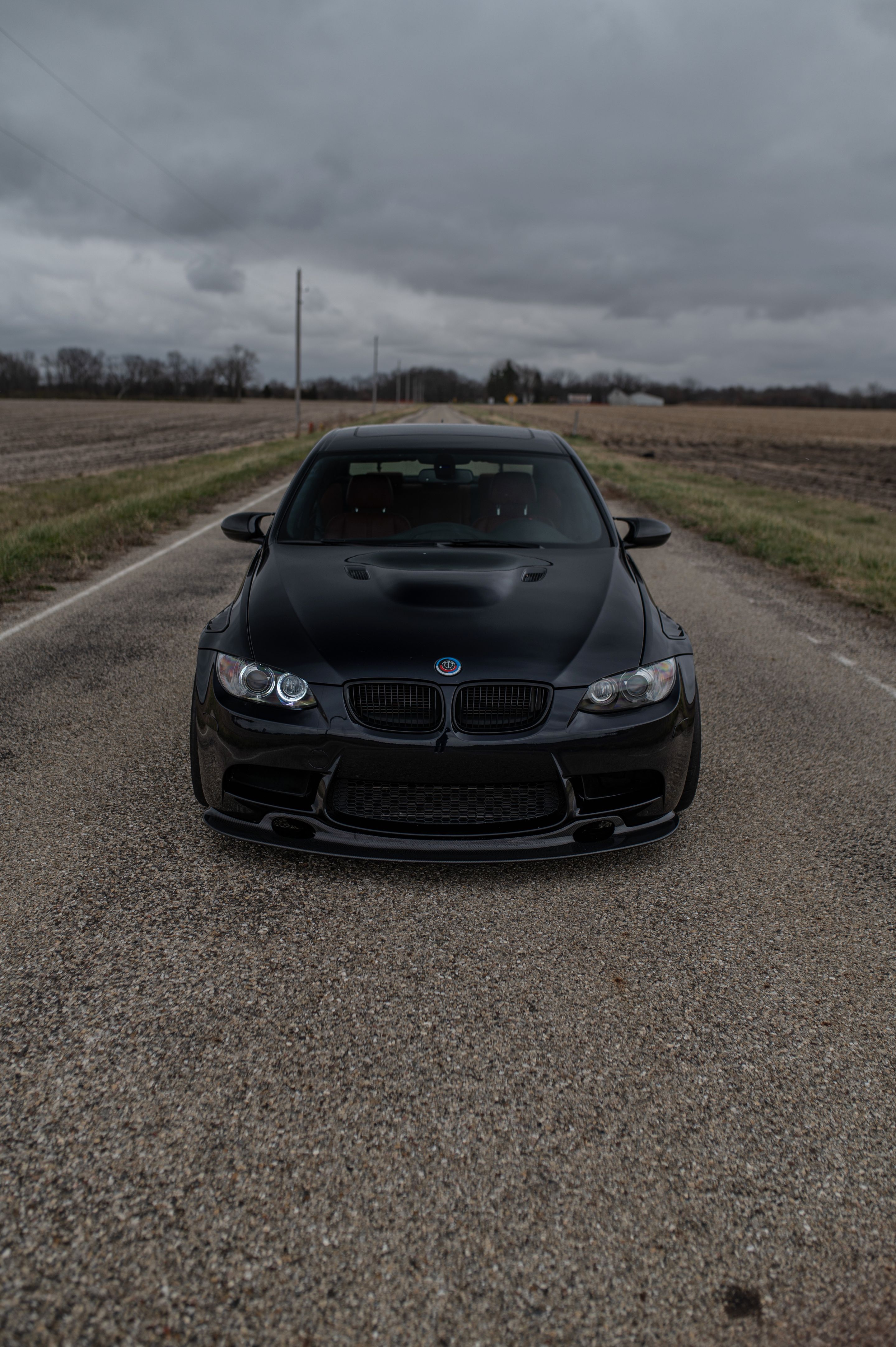 Black BMW E90 Sedan M3 with 18" ARC-8 Apex wheels in Satin Black