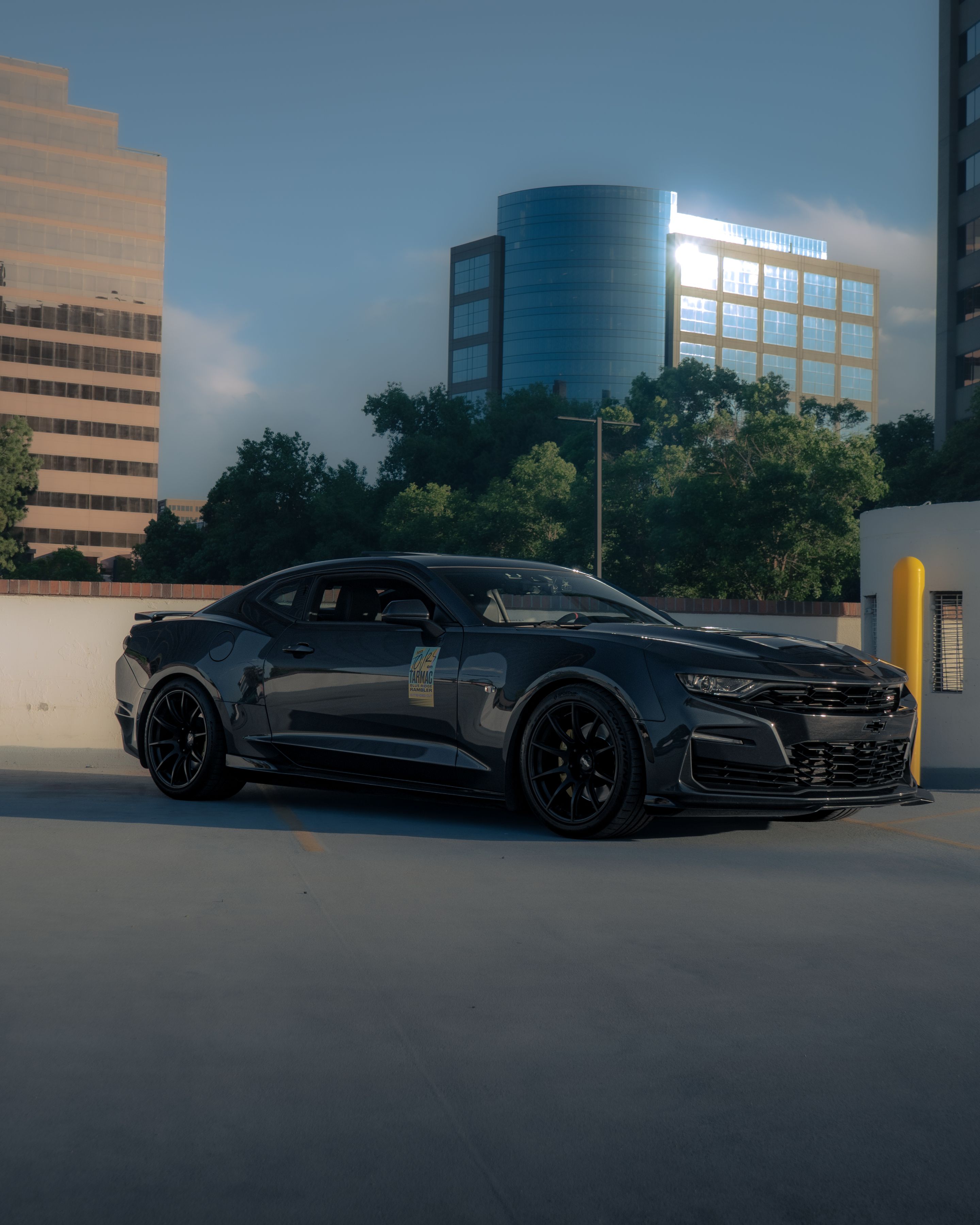 Grey Chevrolet 6th Gen Camaro SS with 19" SM-10 Apex wheels in Satin Black