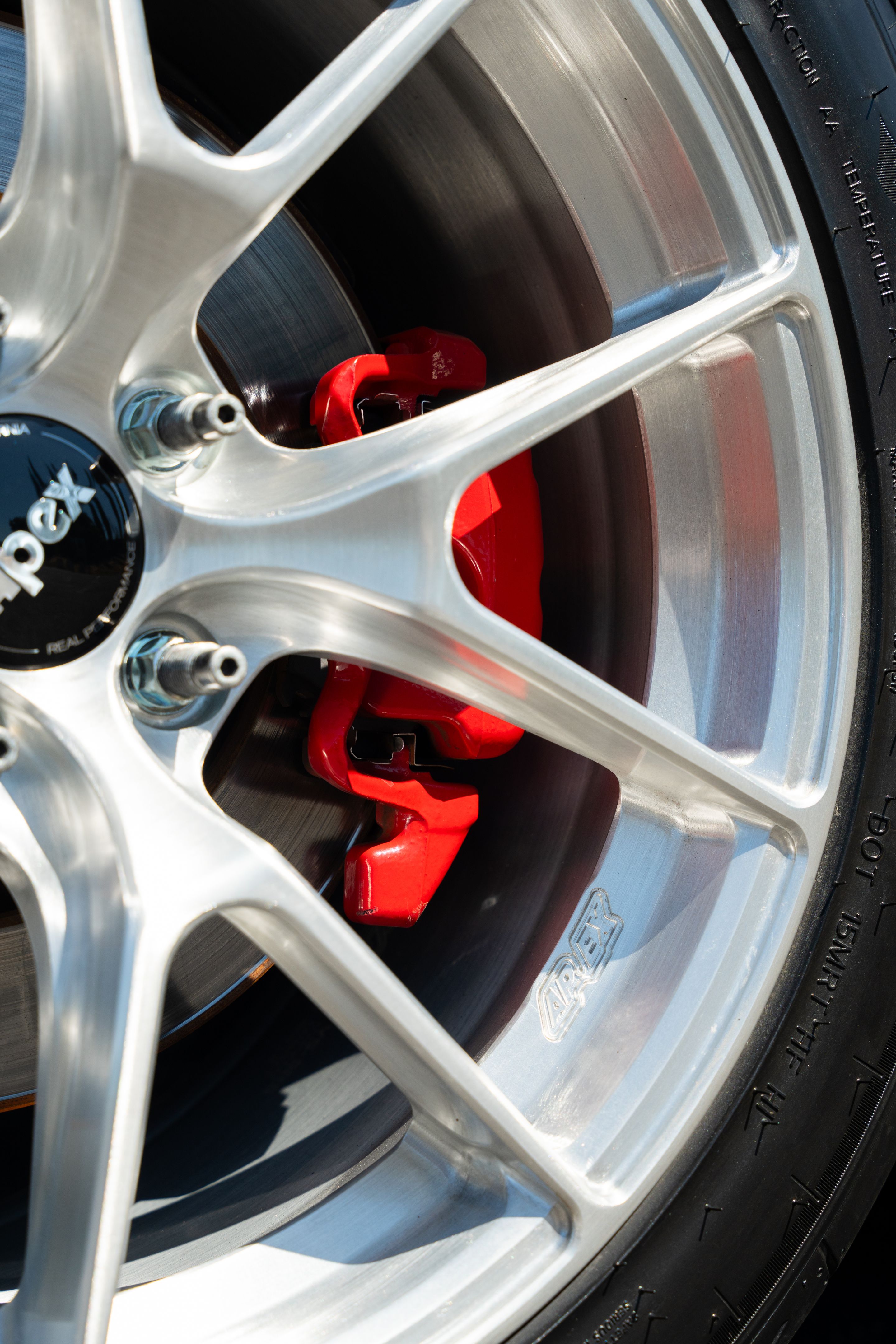 Green VW MK7 GTI with 17" VS-5RS Apex wheels in Brushed Clear