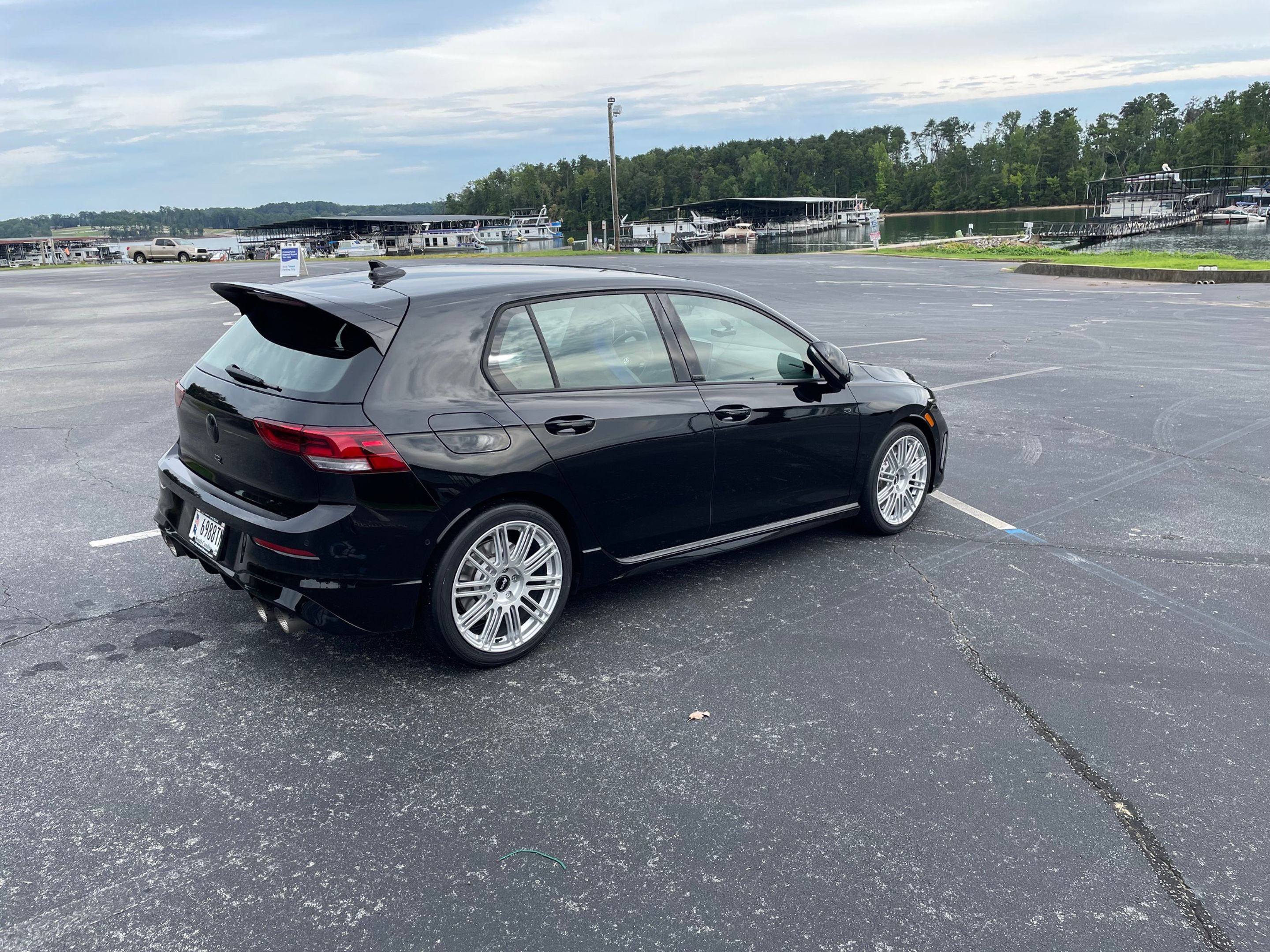 Black VW MK8 Golf R with 18" TC-10RT Apex wheels in Race Silver