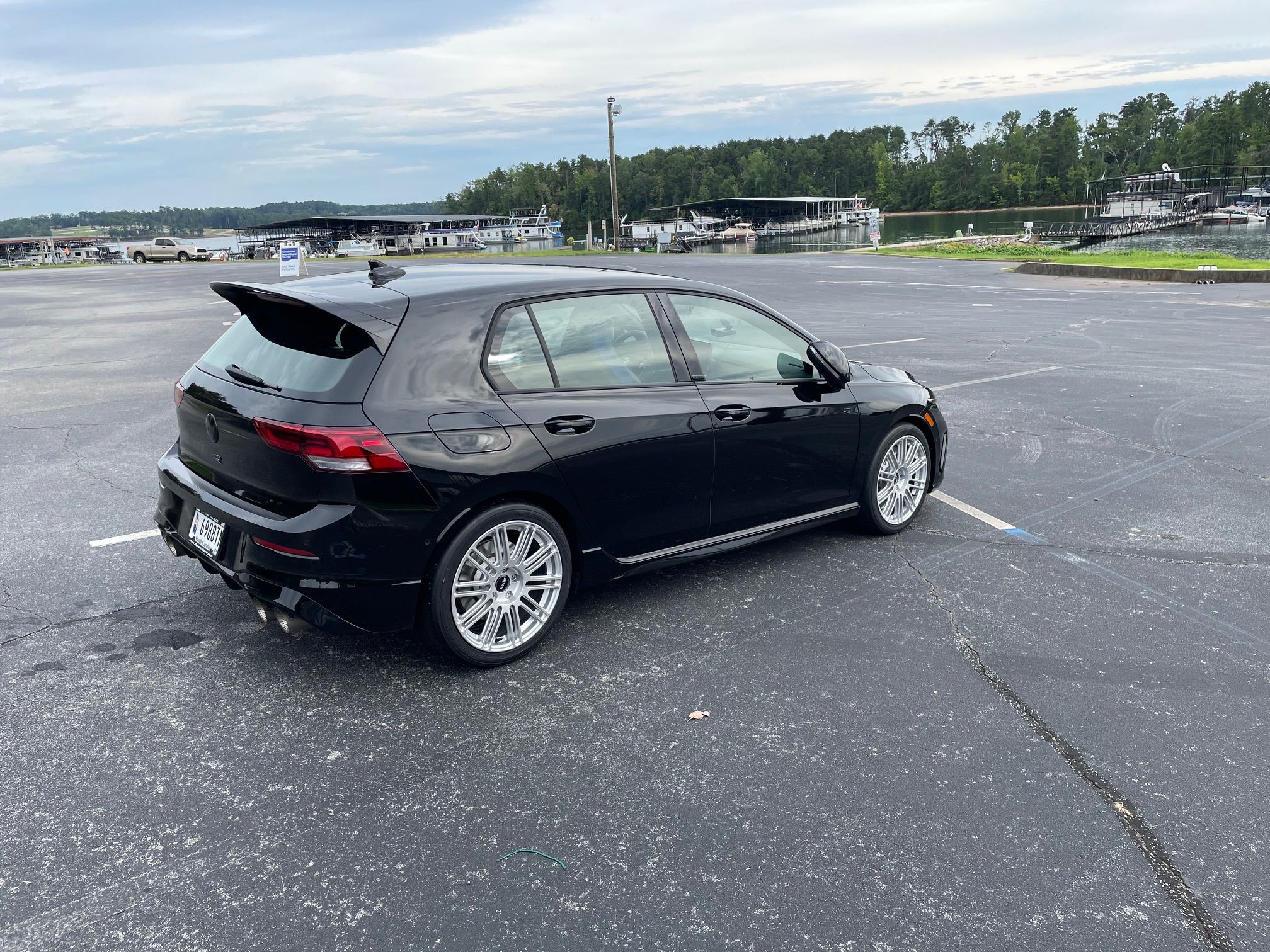 Black VW MK8 Golf R with 18" TC-10RT Apex wheels in Race Silver