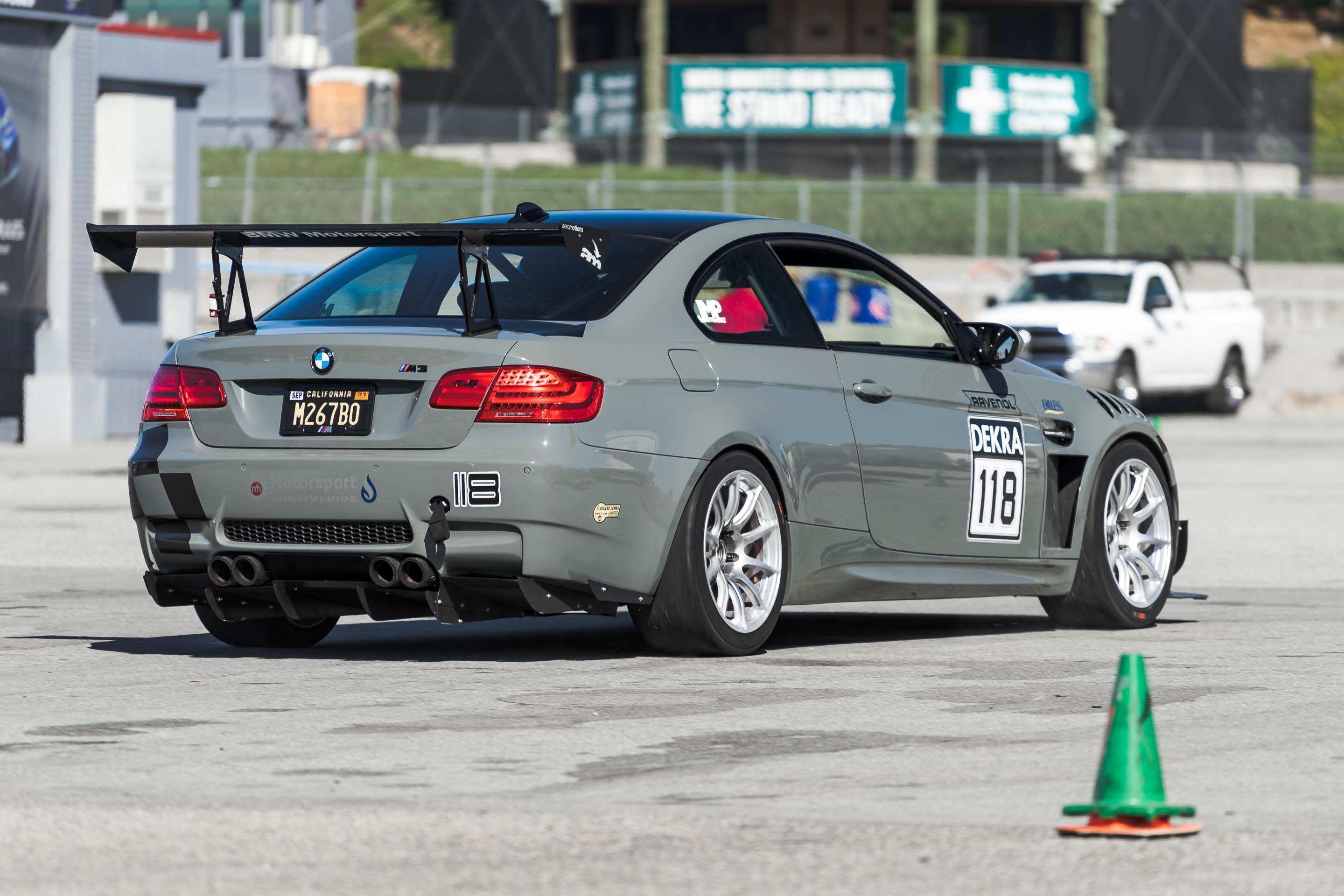 Grey BMW E92 Coupe M3 with 18" SM-10 Apex wheels in Race Silver