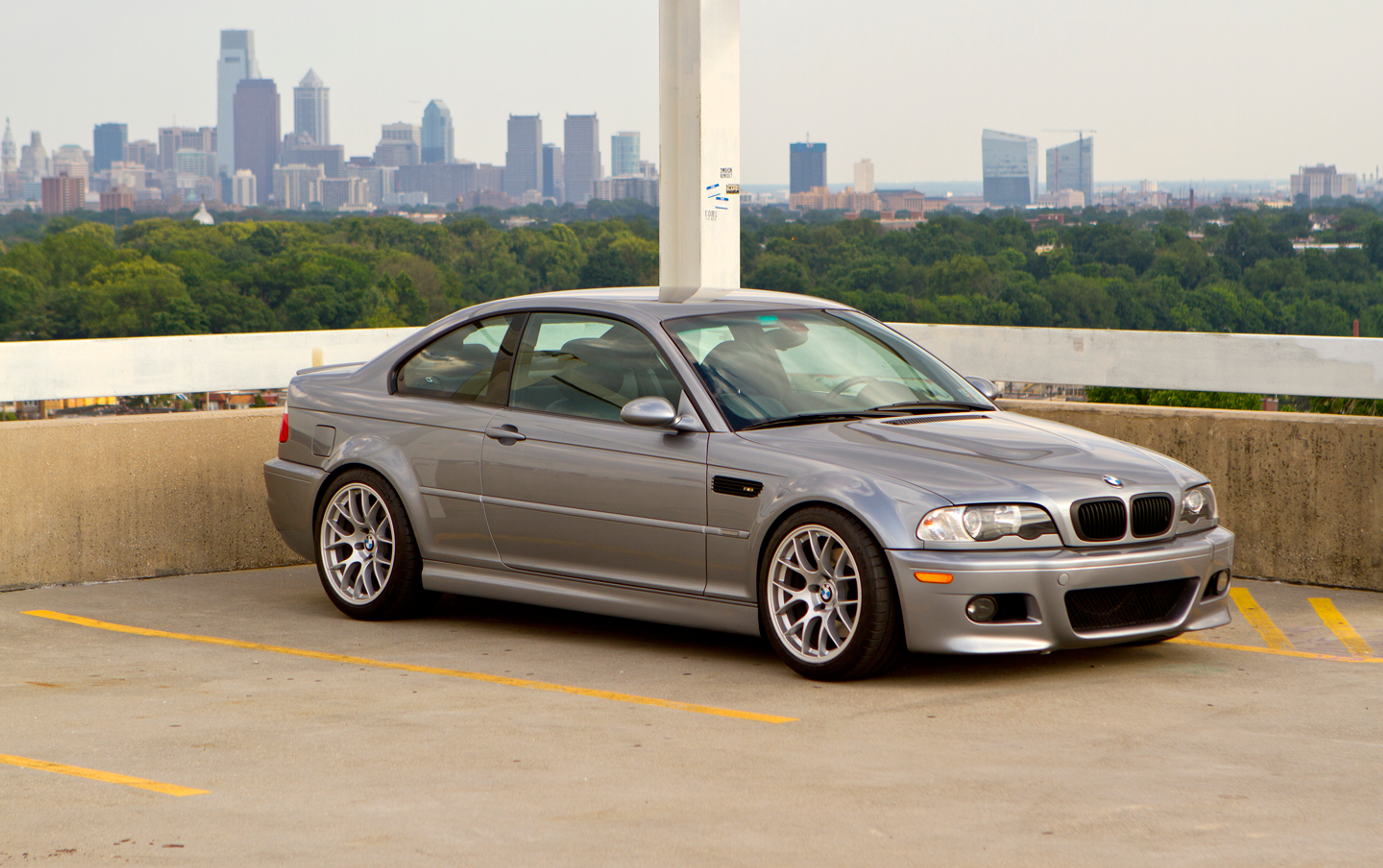 Silver BMW E46 M3 with 18" EC-7 Apex wheels in Race Silver