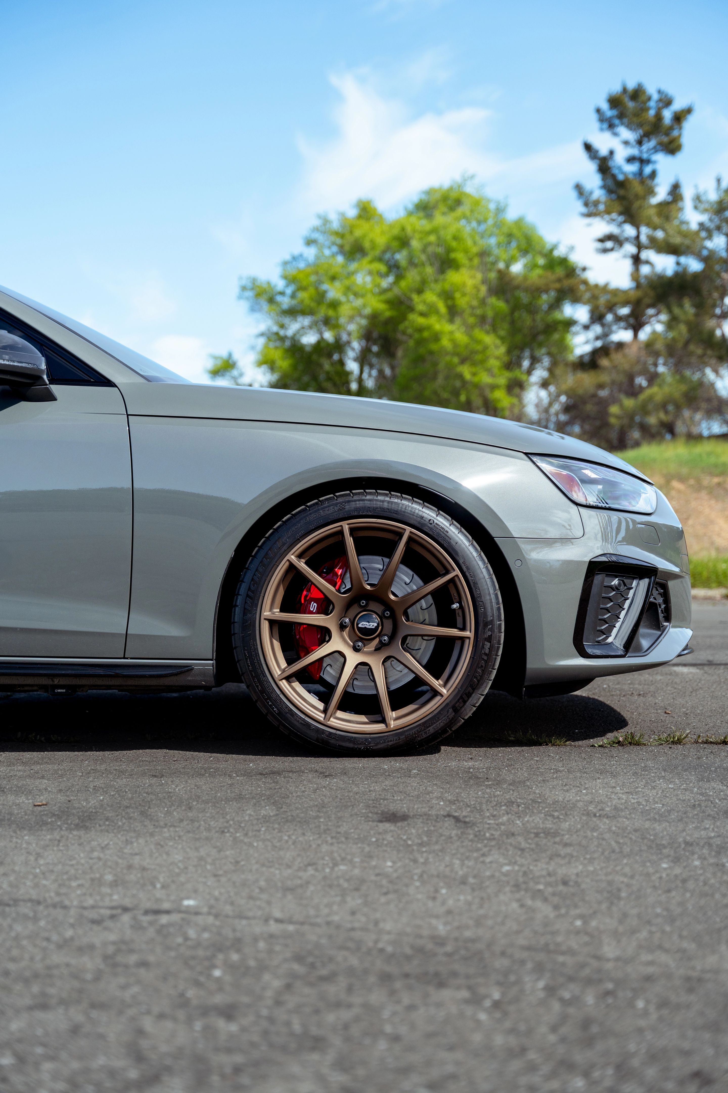 Grey Audi B9 S4 with 19" SM-10 Apex wheels in Satin Bronze