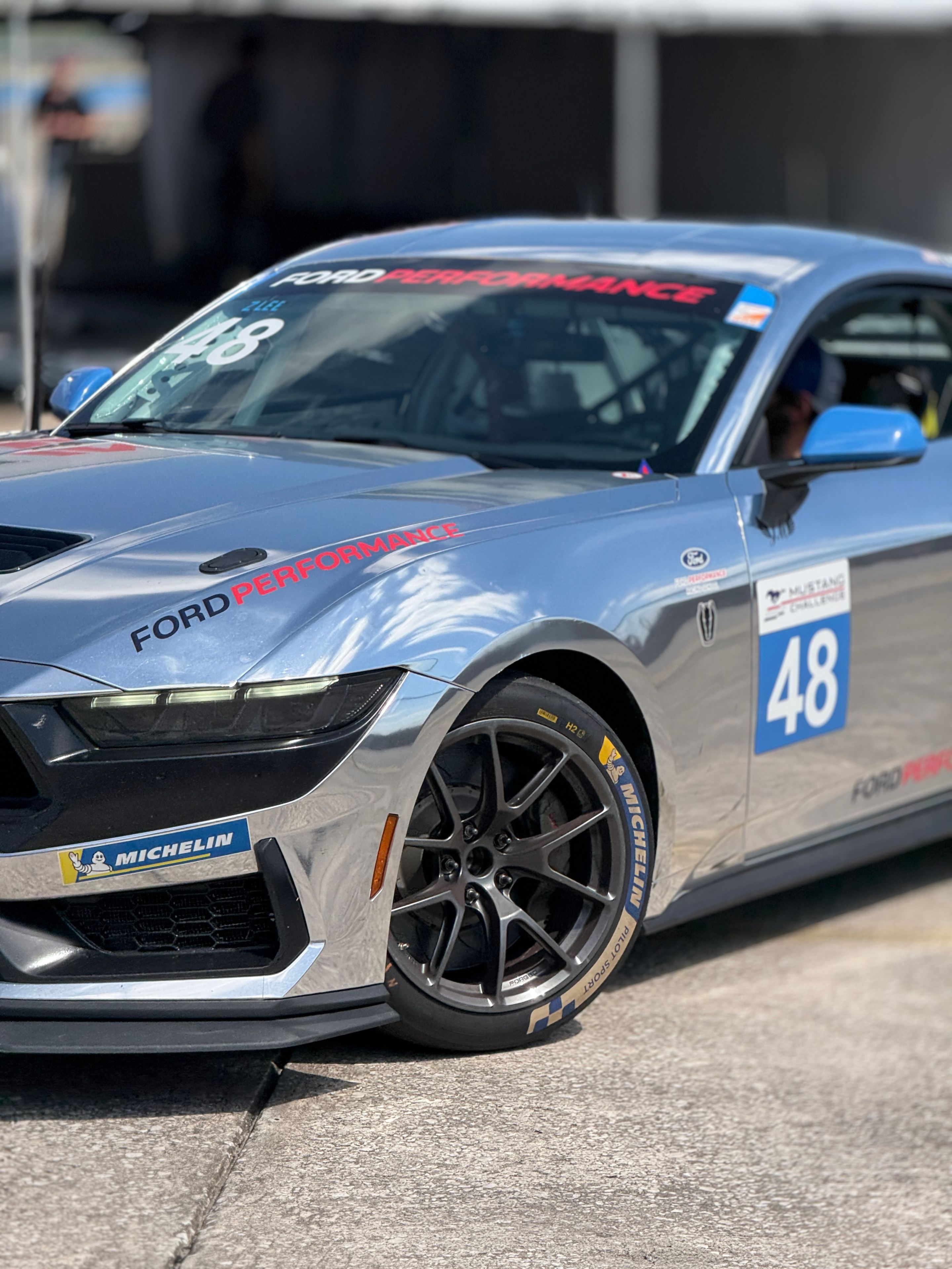 Silver Ford Performance Mustang Dark Horse R with 18" VS-5RE Apex wheels in Anthracite