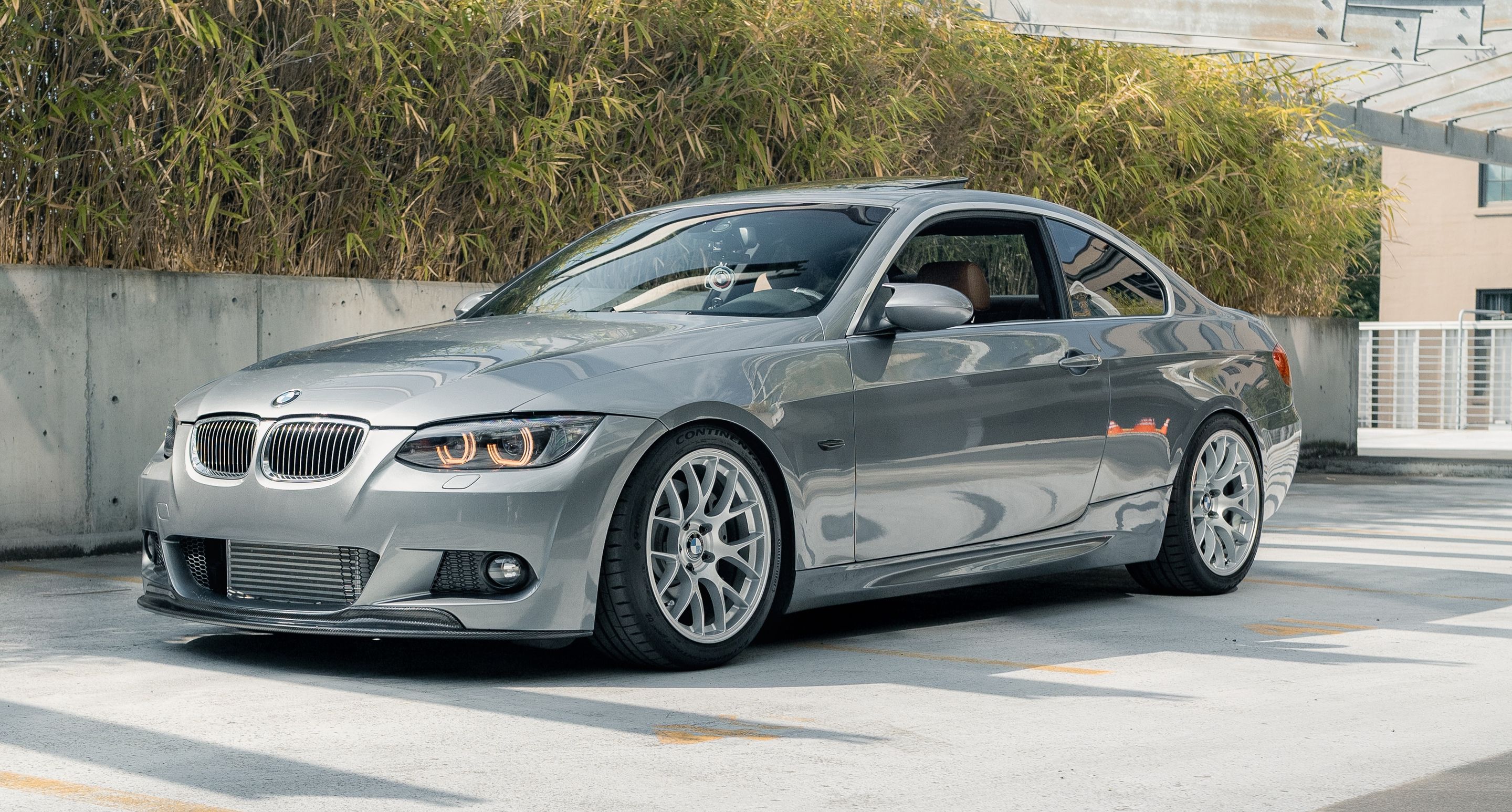 Silver BMW E92 Coupe 3 Series with 18" EC-7 Apex wheels in Hyper Silver