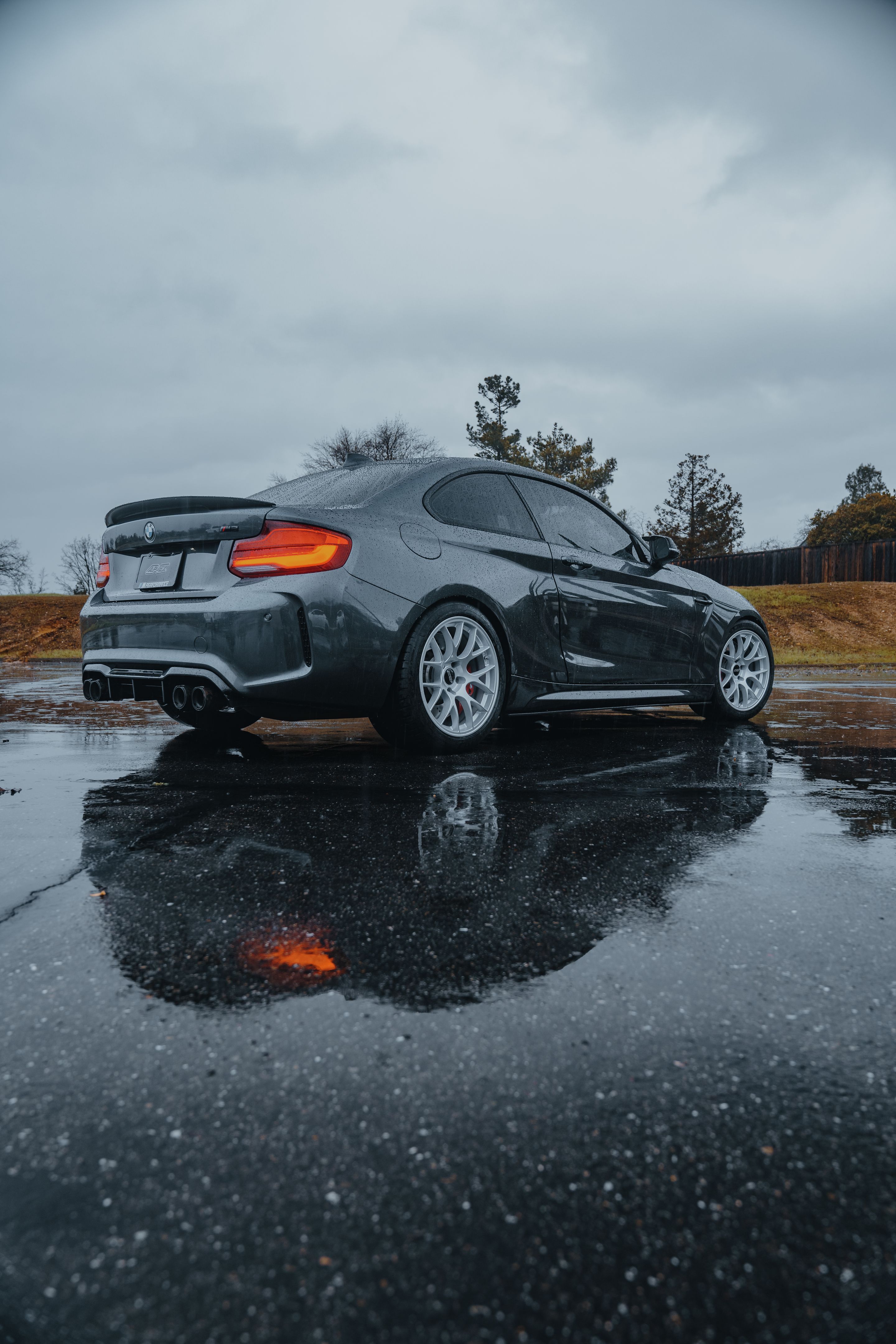 Grey BMW F87 M2 with 18" EC-7 Apex wheels in Race Silver