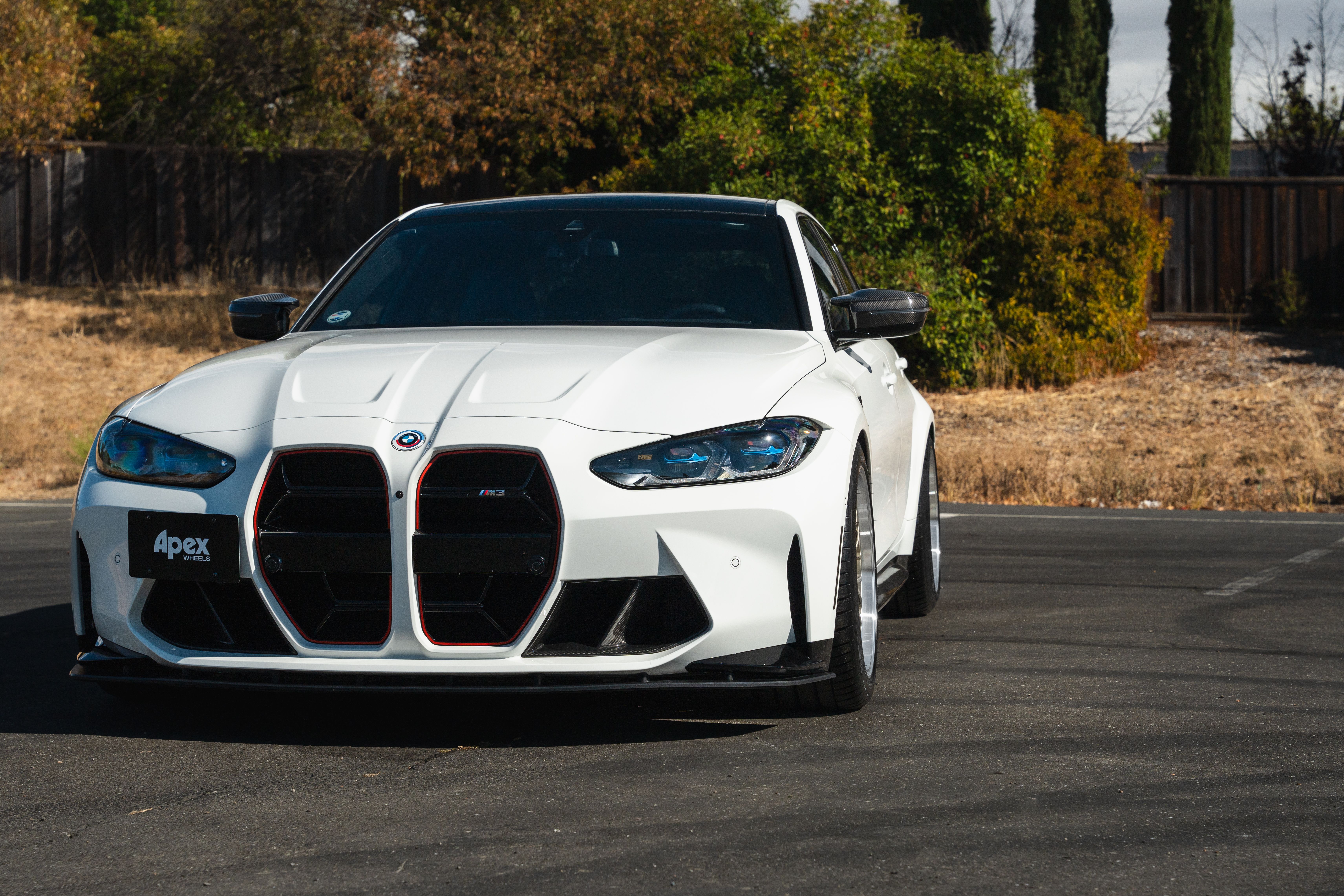 White BMW G80 M3 with 19" ML-10RT Apex wheels in Machined Lip Gloss Motorsport Gold