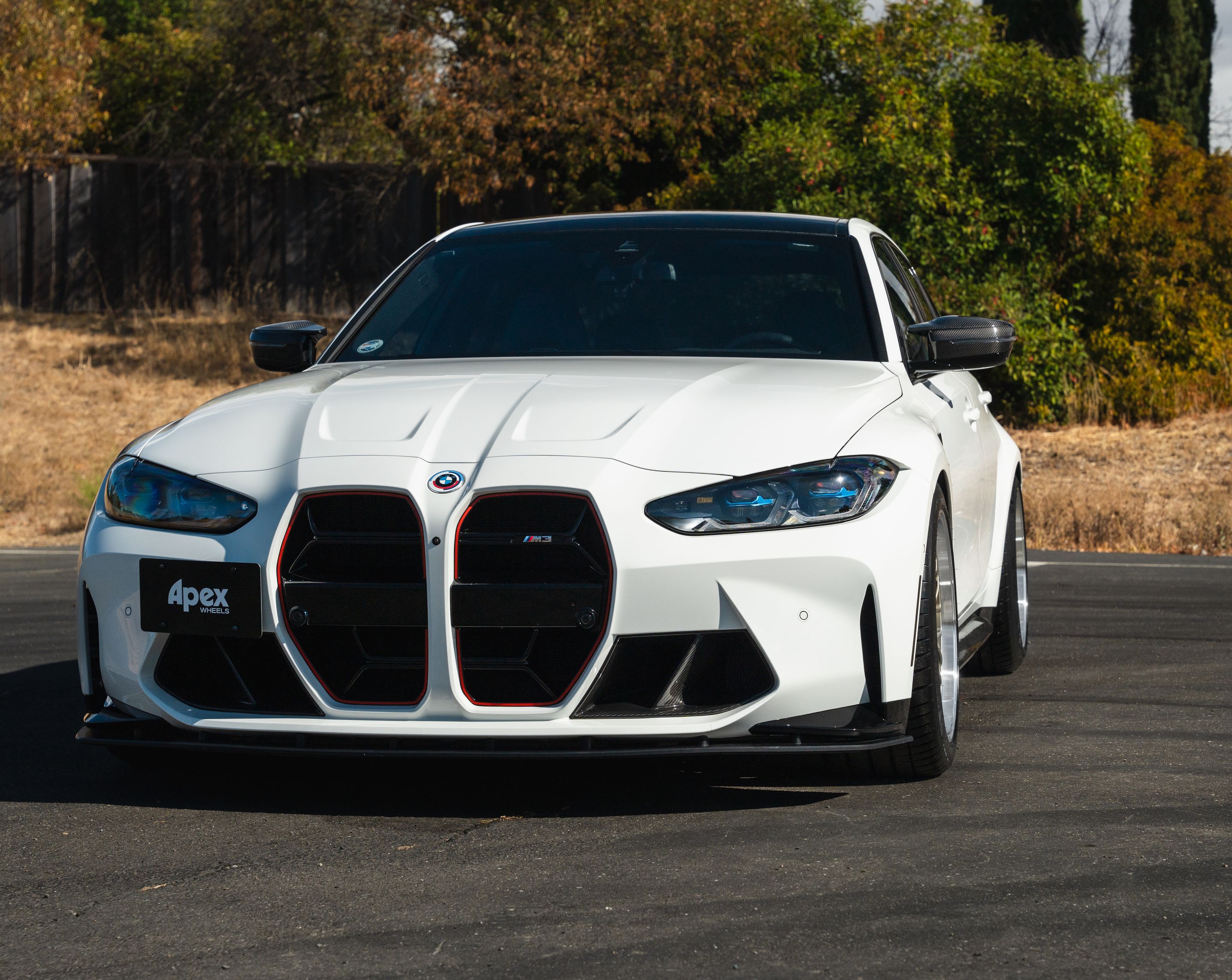 White BMW G80 M3 with 19" ML-10RT Apex wheels in Machined Lip Gloss Motorsport Gold