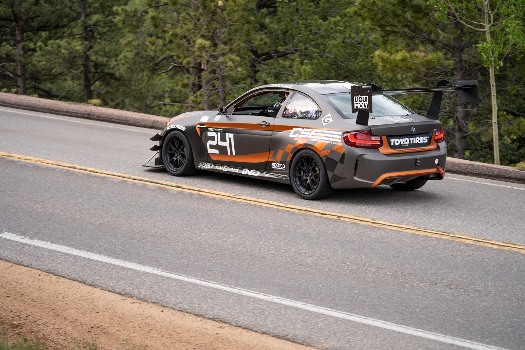 Grey BMW F87 M2 with 18" FL-5 Apex wheels in Satin Black