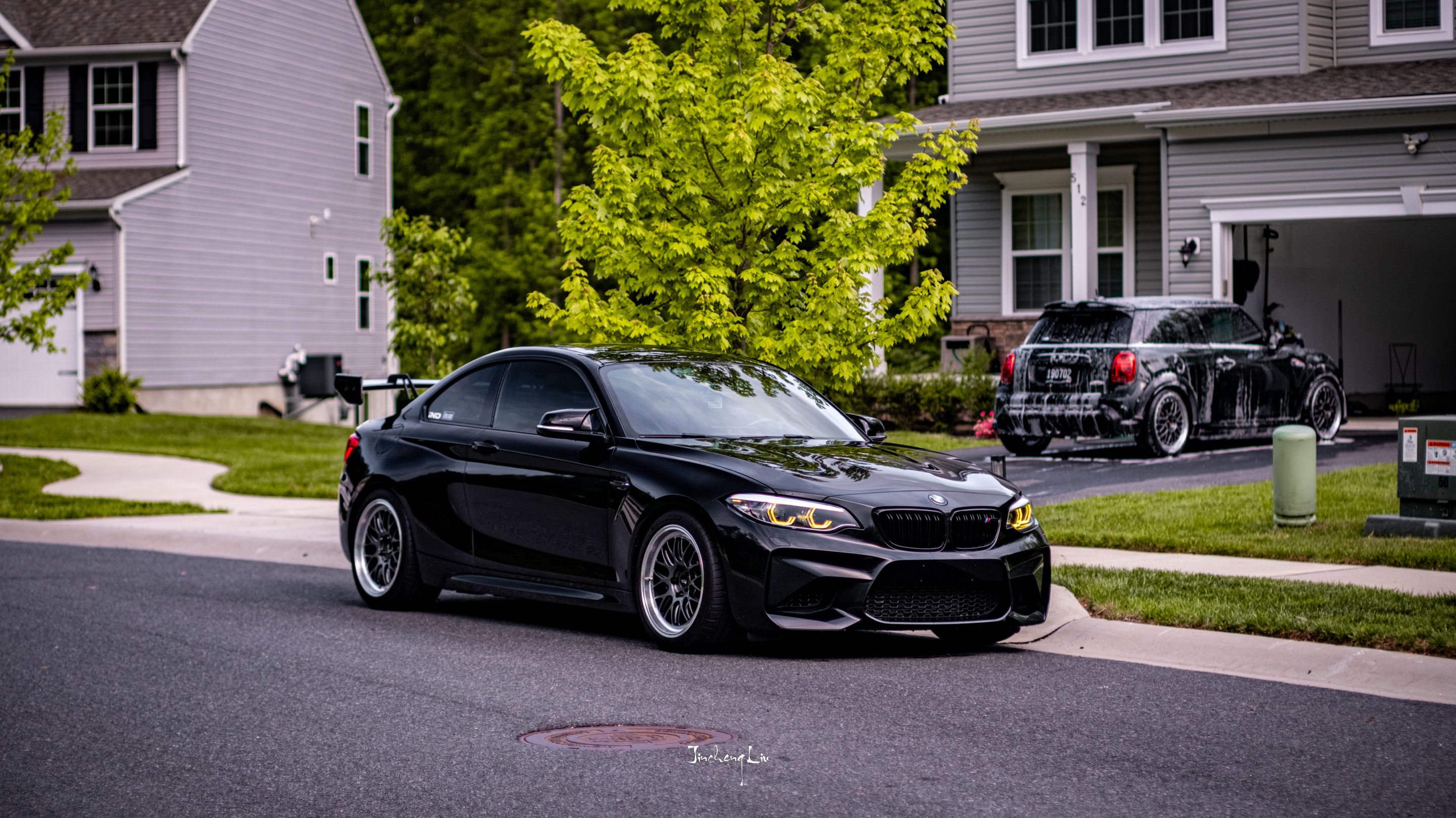 Black BMW F87 M2 with 18" ML-10RT Apex wheels in Machined Lip Anthracite