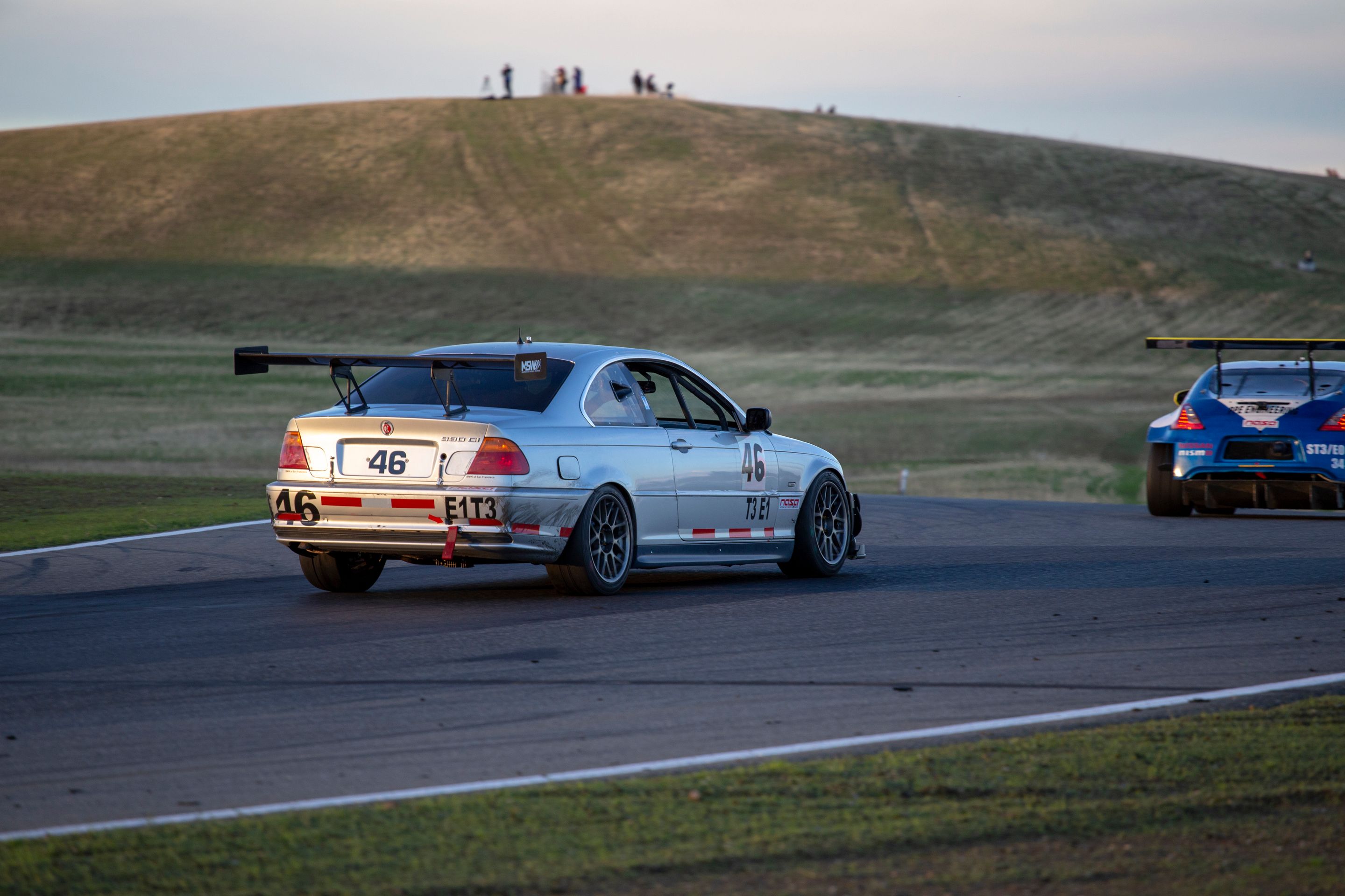 Silver BMW Spec E46 with 17" ARC-8 Apex wheels in Anthracite