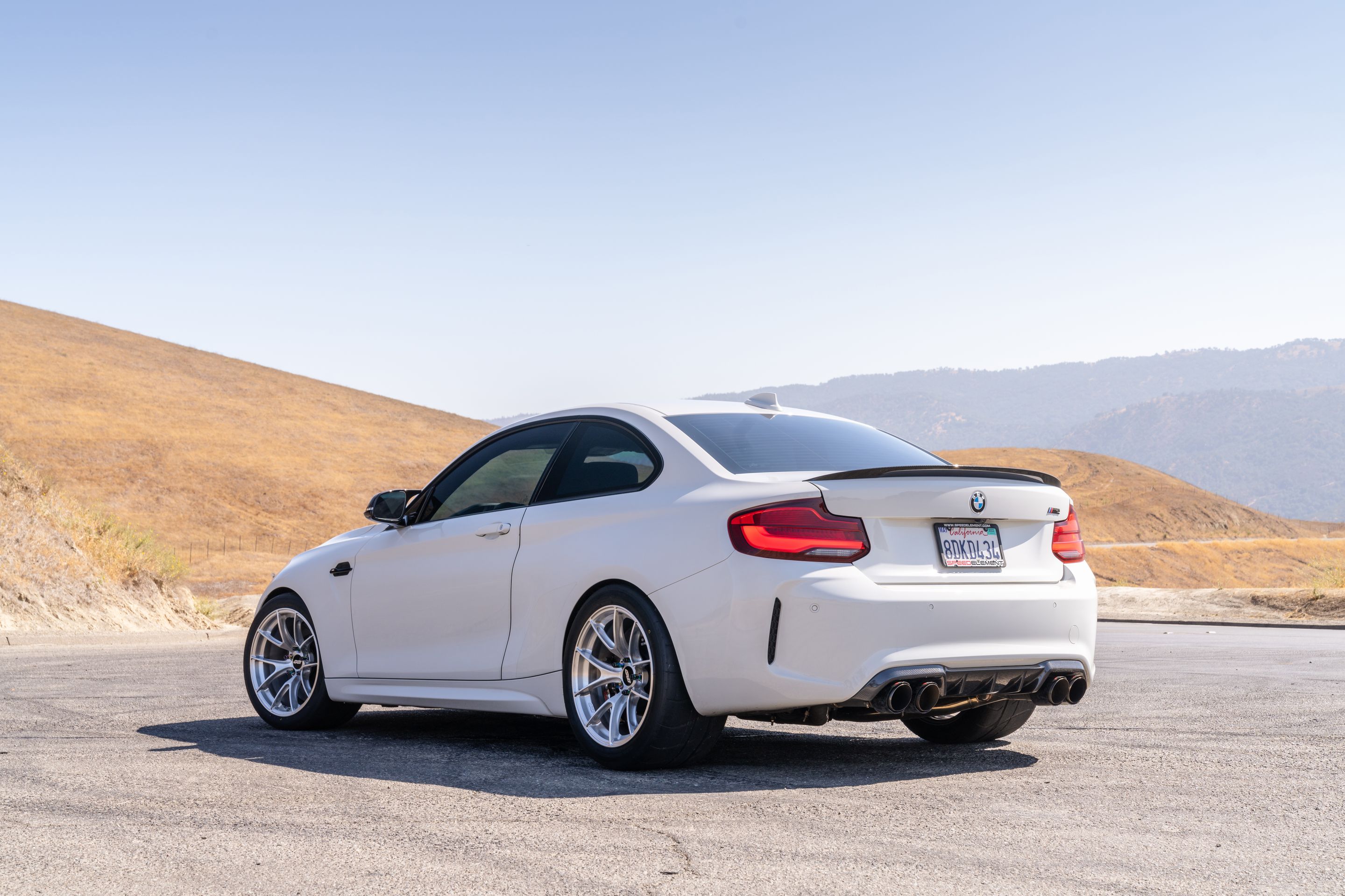 White BMW F87 M2 with 18" VS-5RS Apex wheels in Brushed Clear