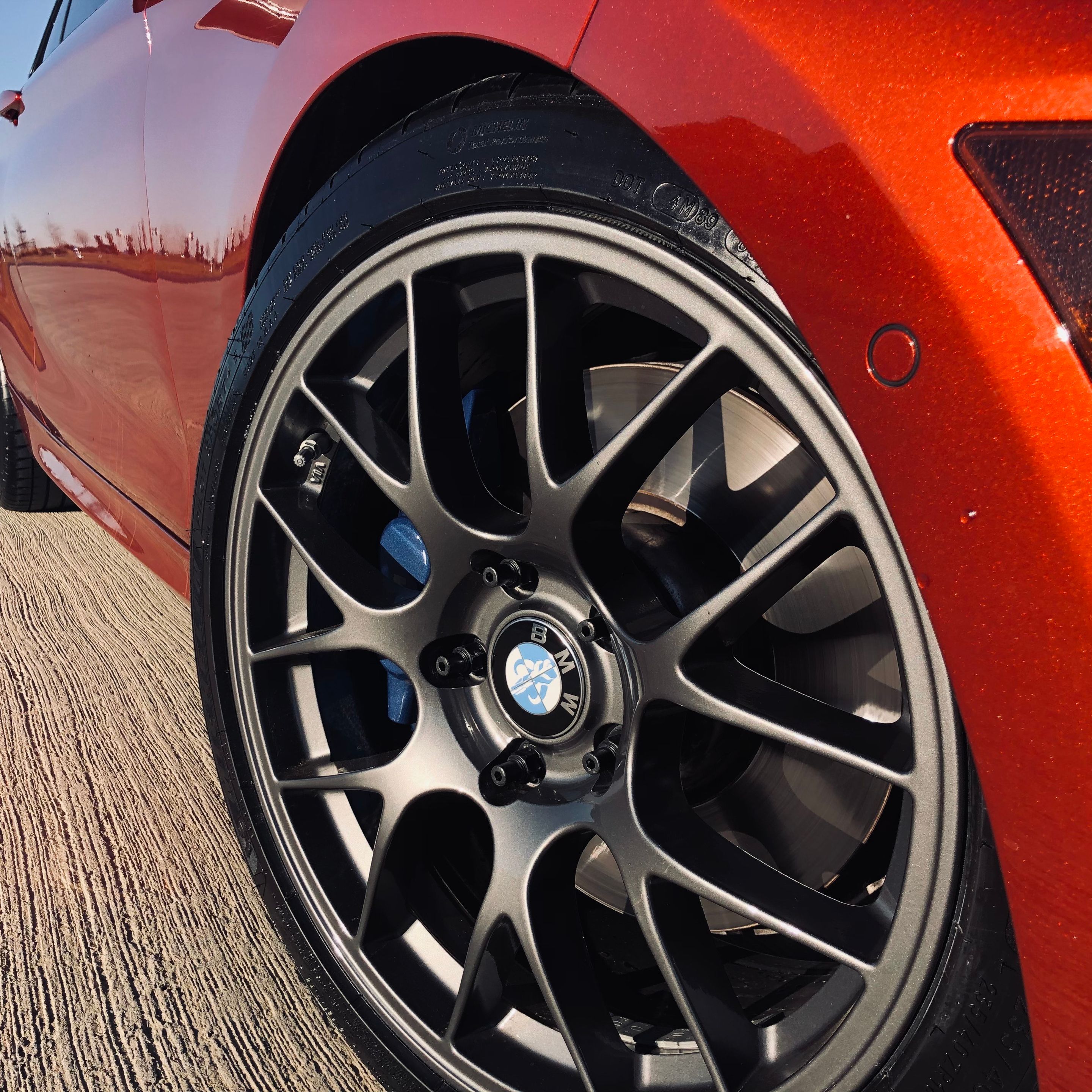 Orange BMW F22 Coupe 2 Series with 18" EC-7 Apex wheels in Anthracite
