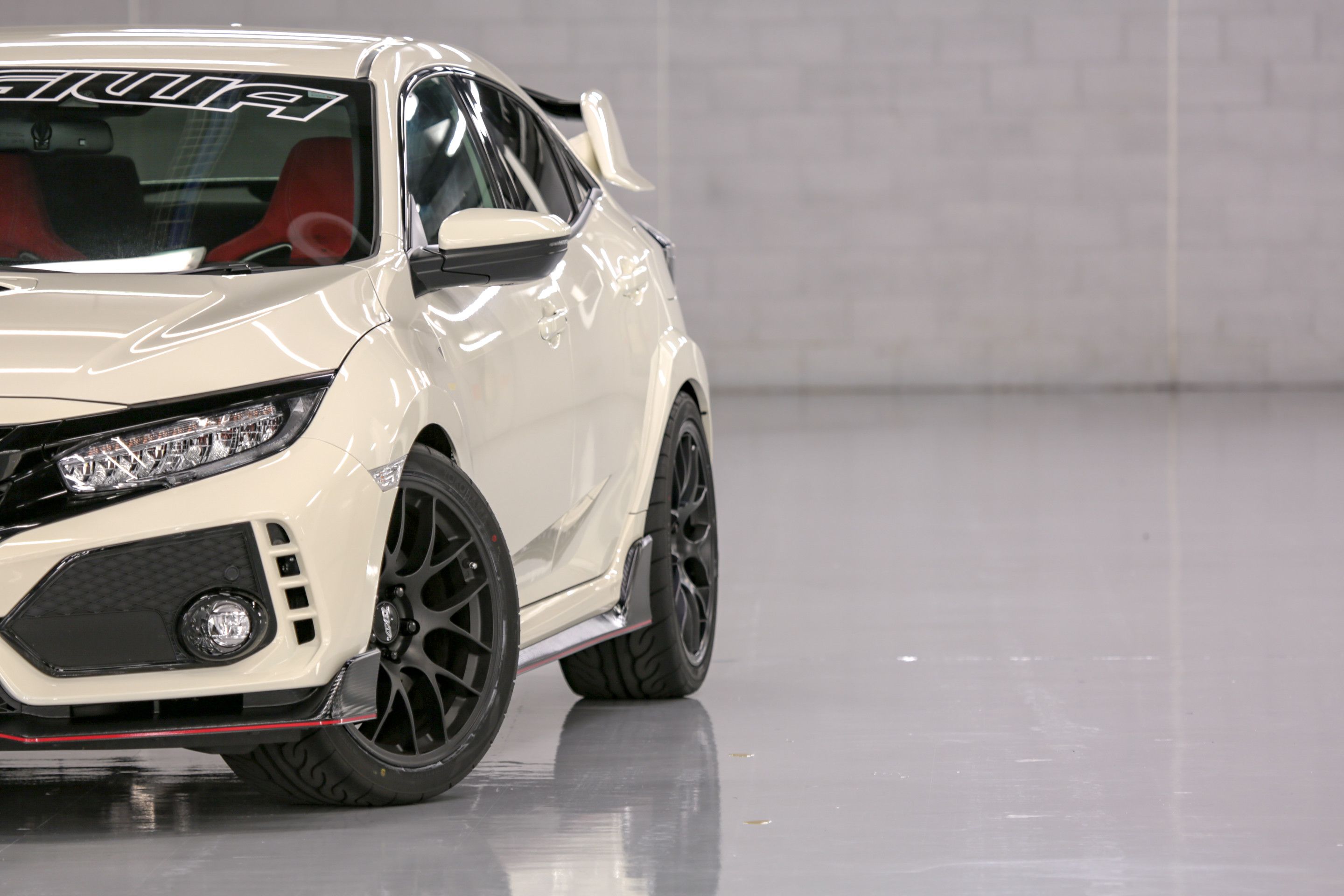 White Honda FK8 Civic Type-R with 19" EC-7 Apex wheels in Satin Black