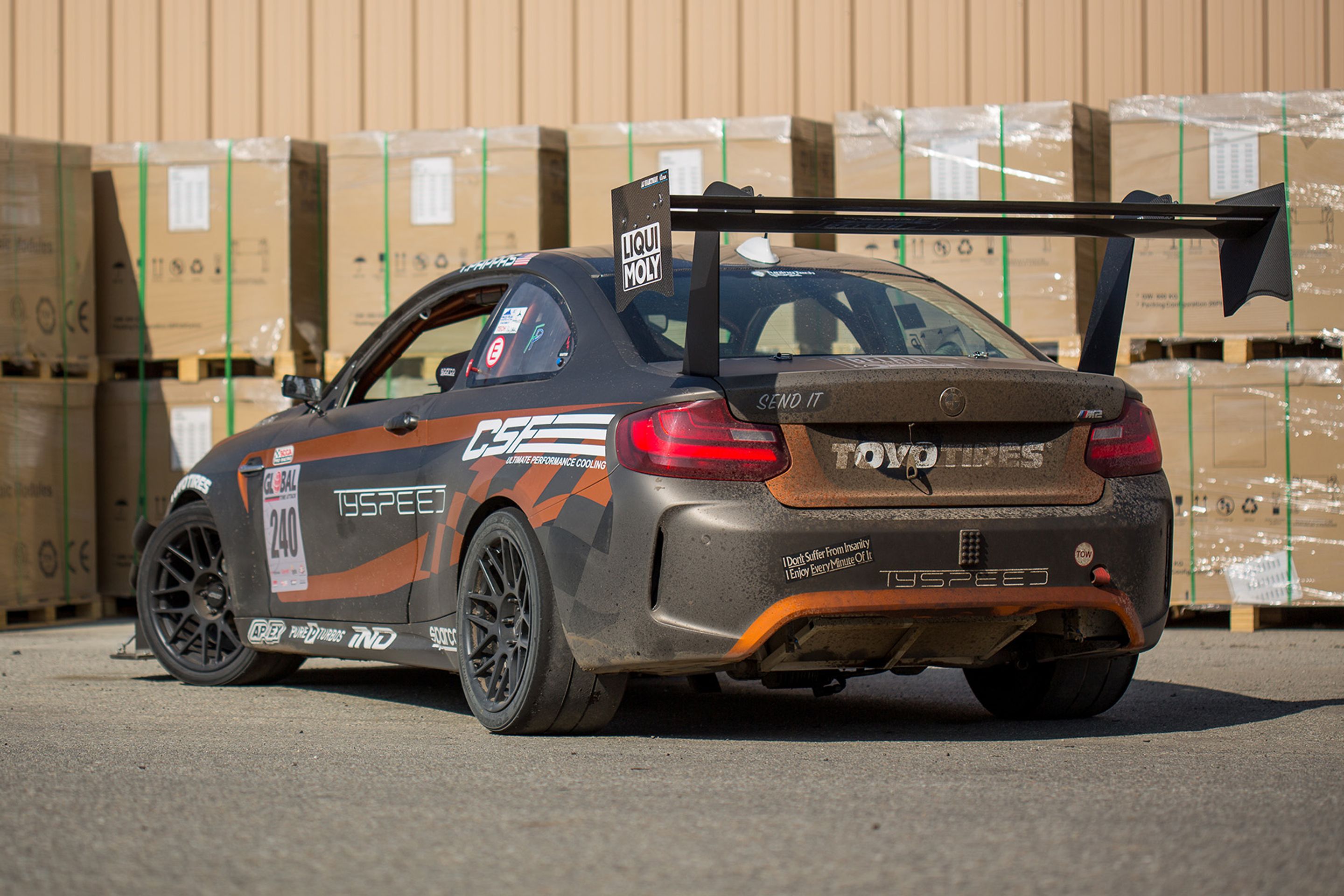 Multicolor BMW F87 M2 with 18" ARC-8R Apex wheels in Satin Black