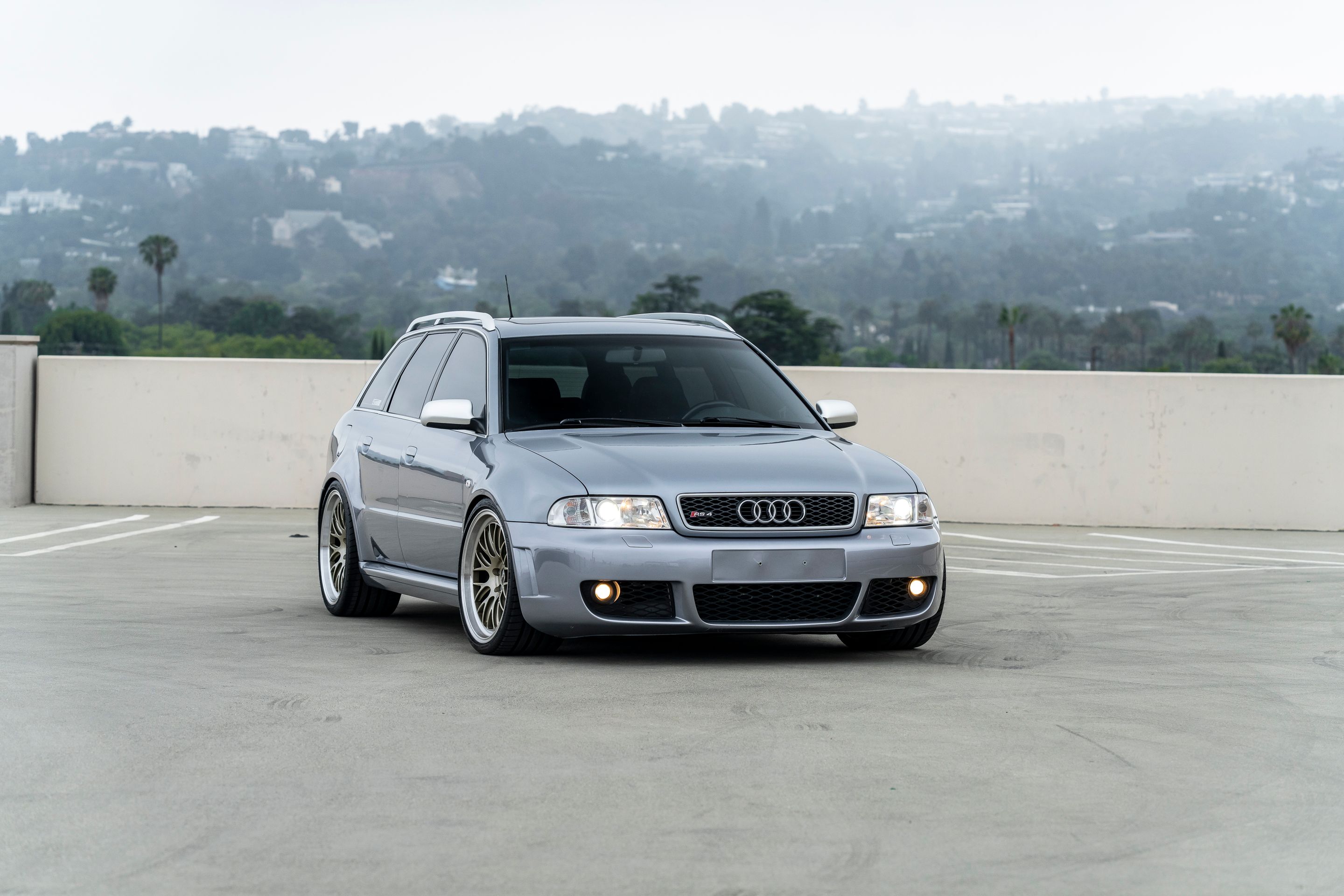 Silver Audi B5 RS 4 Avant/Wagon with 19" ML-10RT Apex wheels in Machined Lip Gloss Motorsport Gold