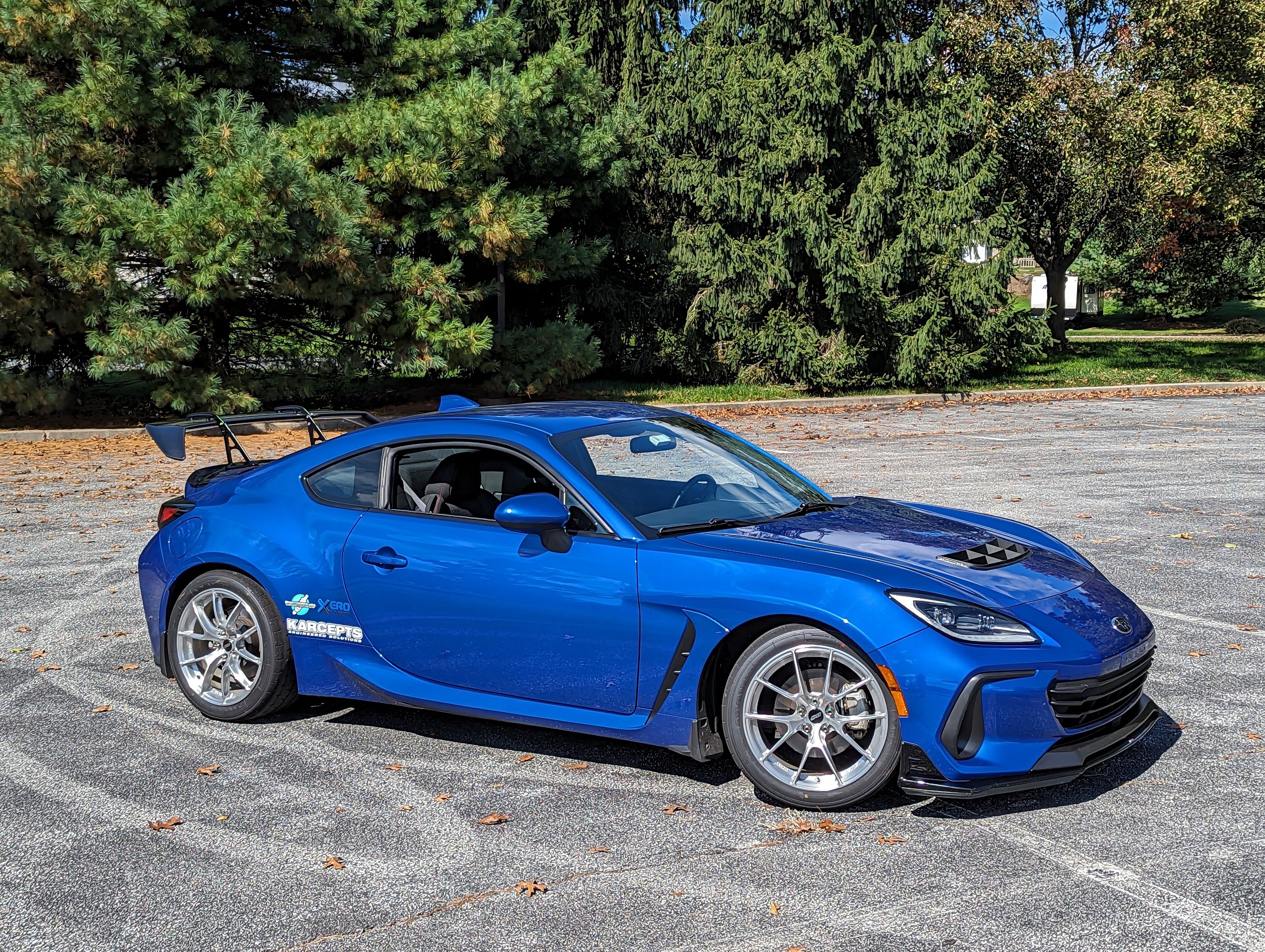 Blue Subaru ZD8 / Gen 2 BRZ with 17" VS-5RS Apex wheels in Brushed Clear
