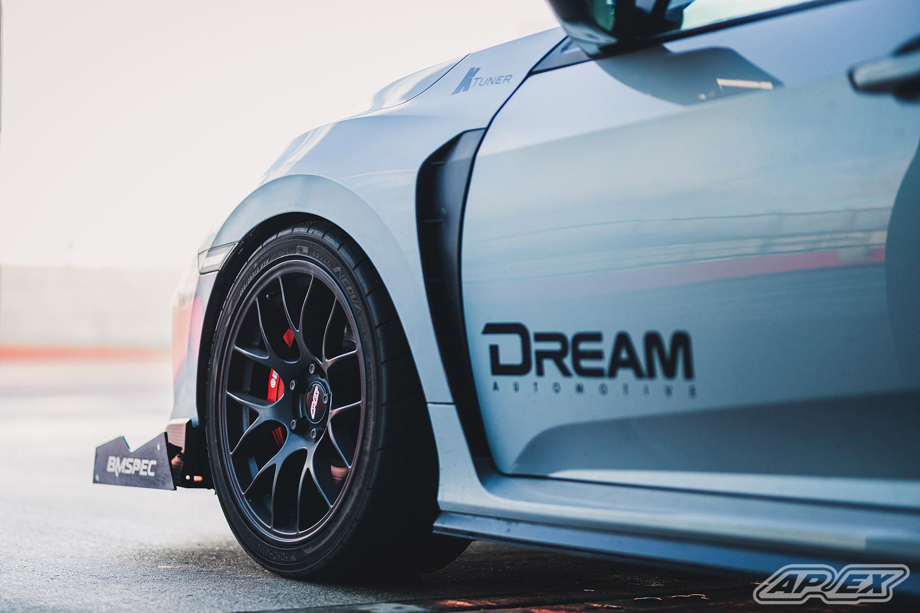 Grey Honda FK8 Civic Type-R with 18" EC-7 Apex wheels in Satin Black