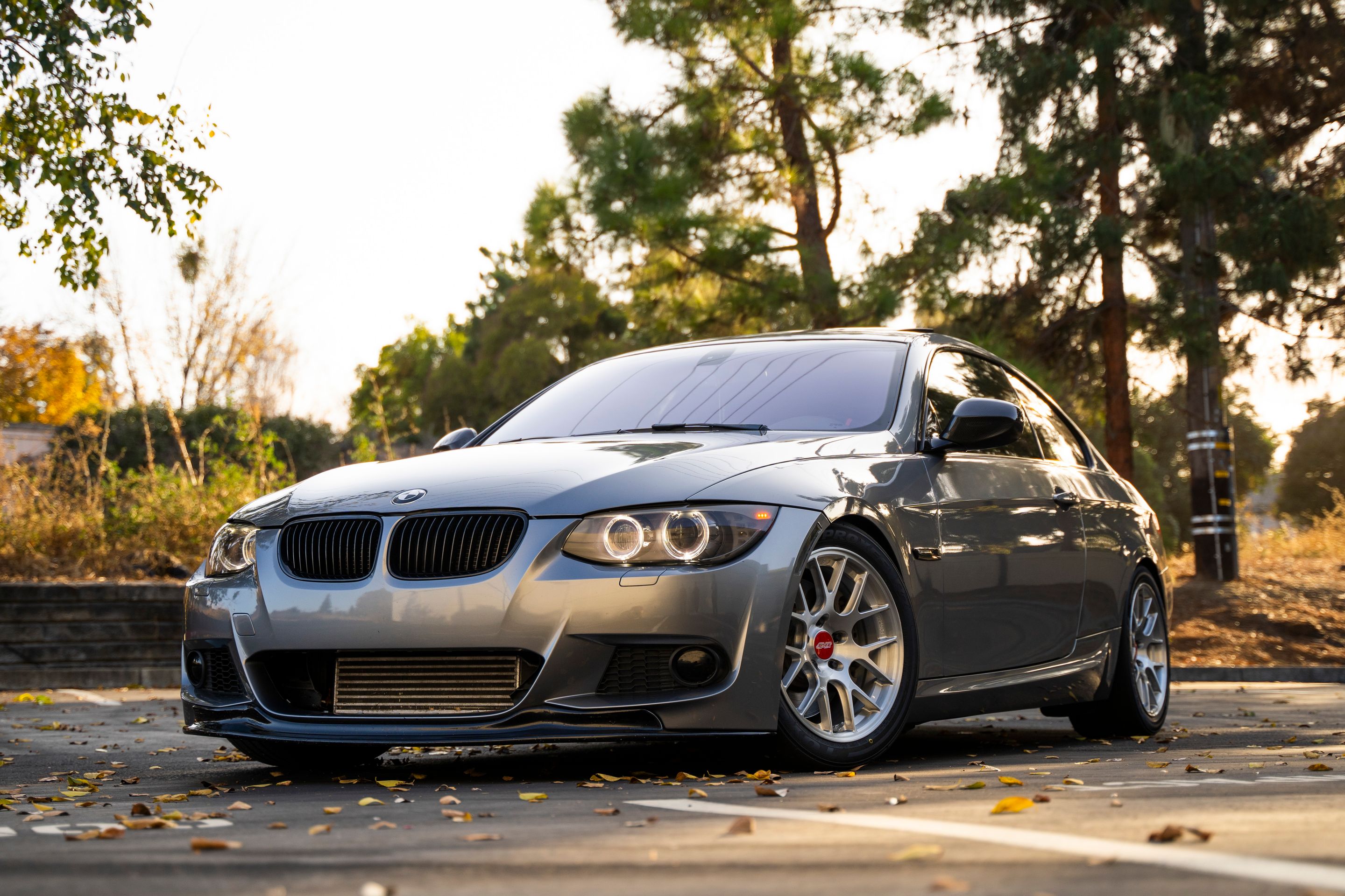 Grey BMW E92 Coupe 3 Series with 17" EC-7R Apex wheels in Brushed Clear