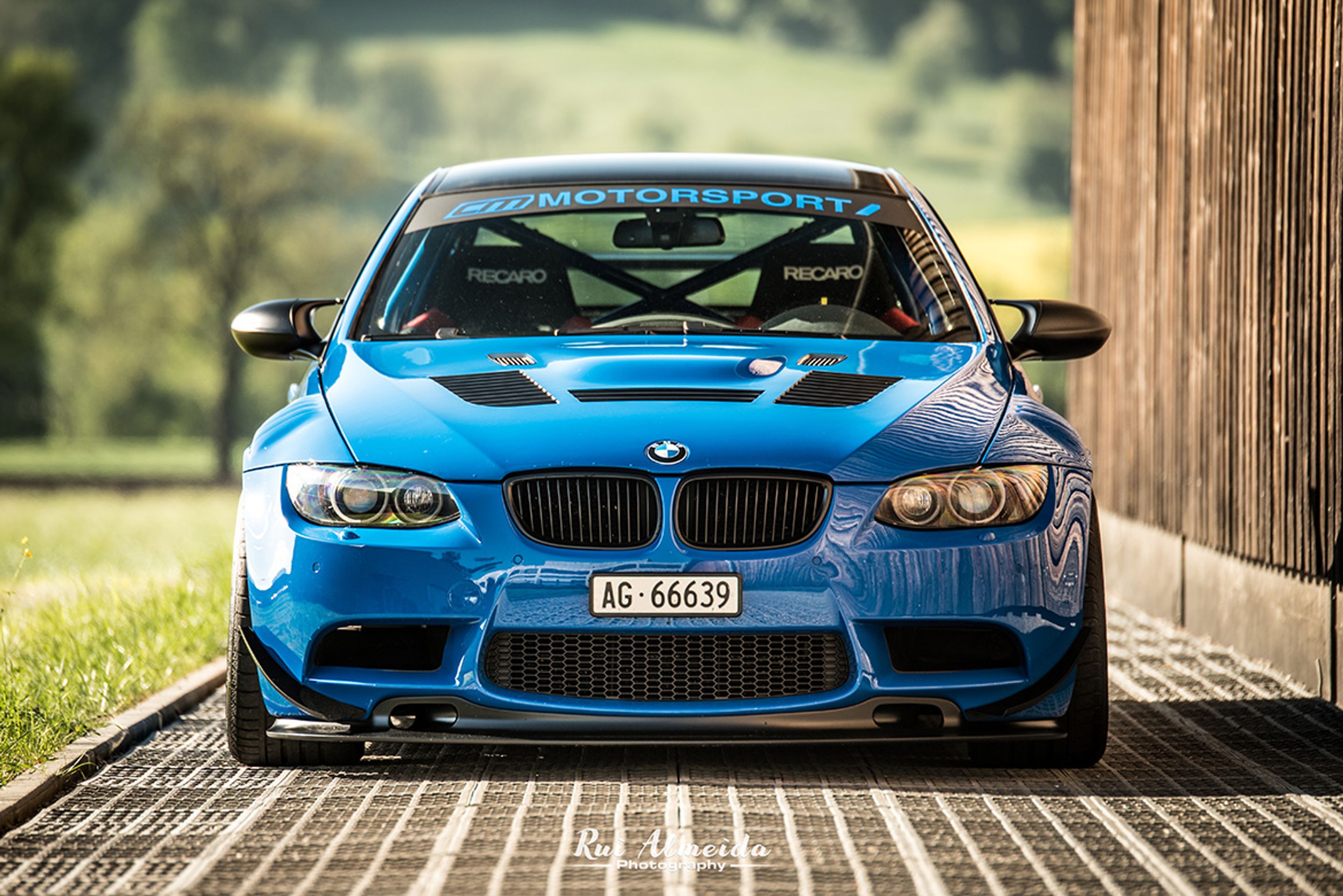 Blue BMW E92 Coupe M3 with 18" EC-7 Apex wheels in Satin Black