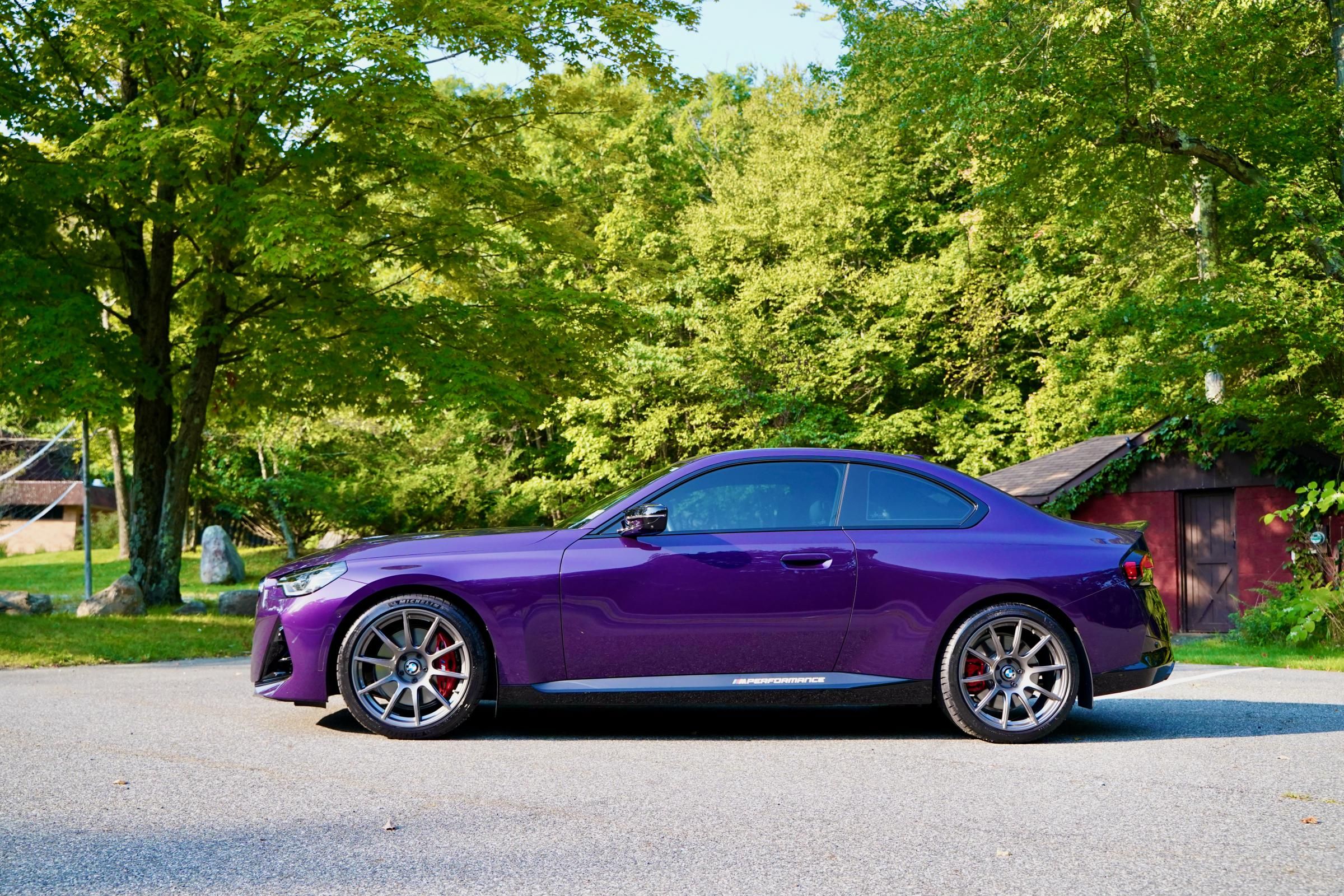 Purple BMW G42 2 Series with 19" SM-10 Apex wheels in Anthracite