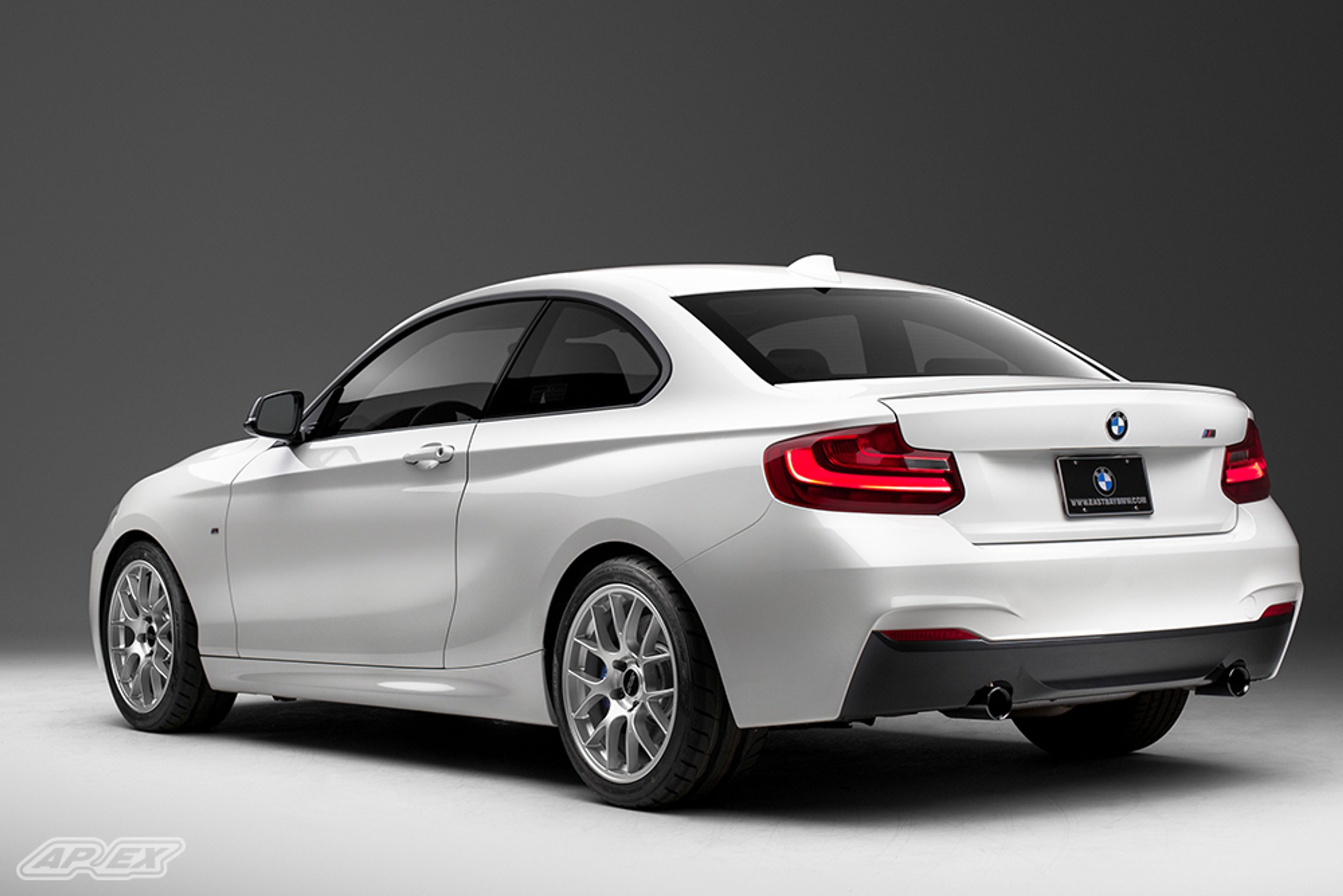 White BMW F22 Coupe 2 Series with 18" EC-7 Apex wheels in Race Silver