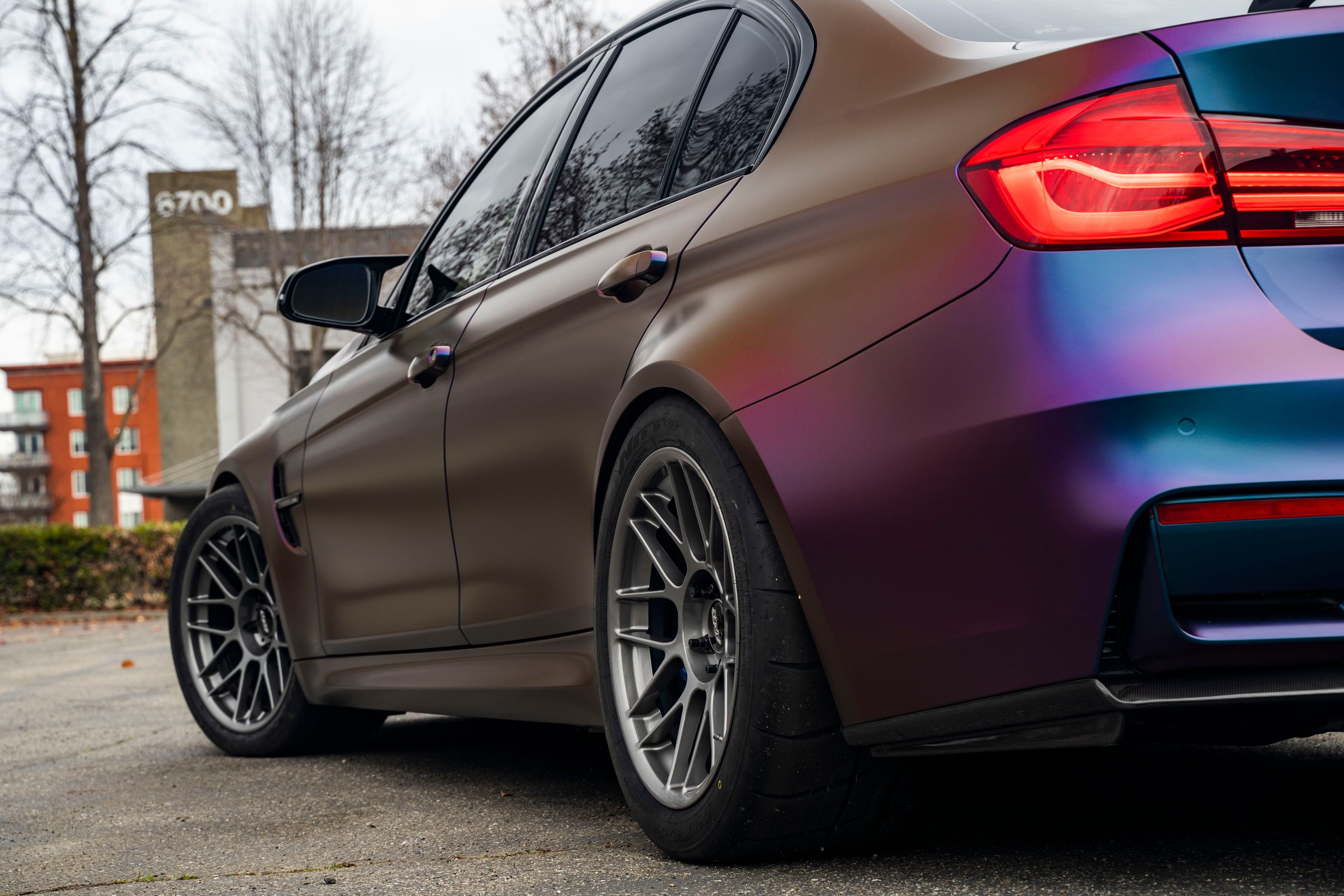 Purple BMW F80 M3 with 18" ARC-8 Apex wheels in Anthracite