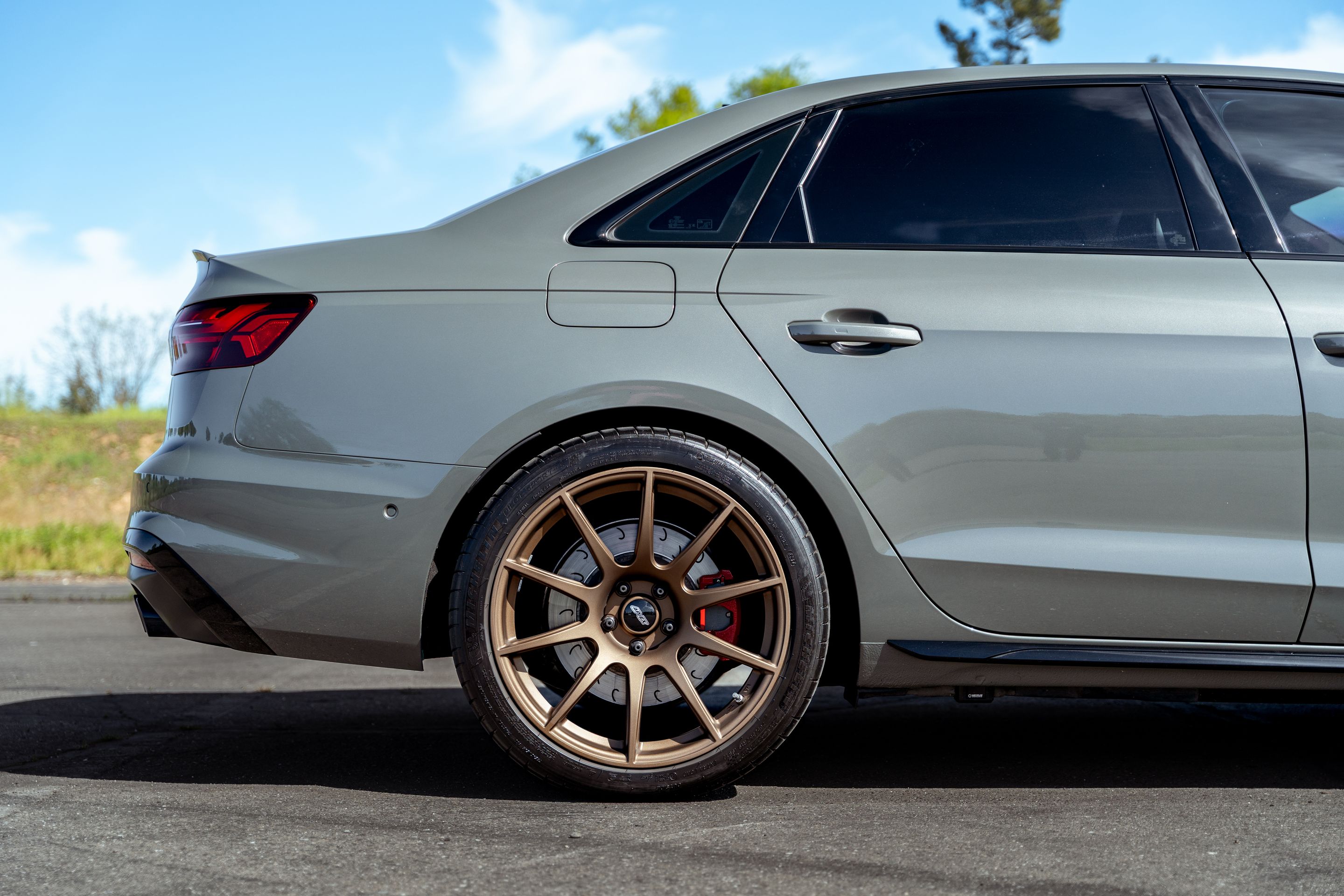Grey Audi B9 S4 with 19" SM-10 Apex wheels in Satin Bronze