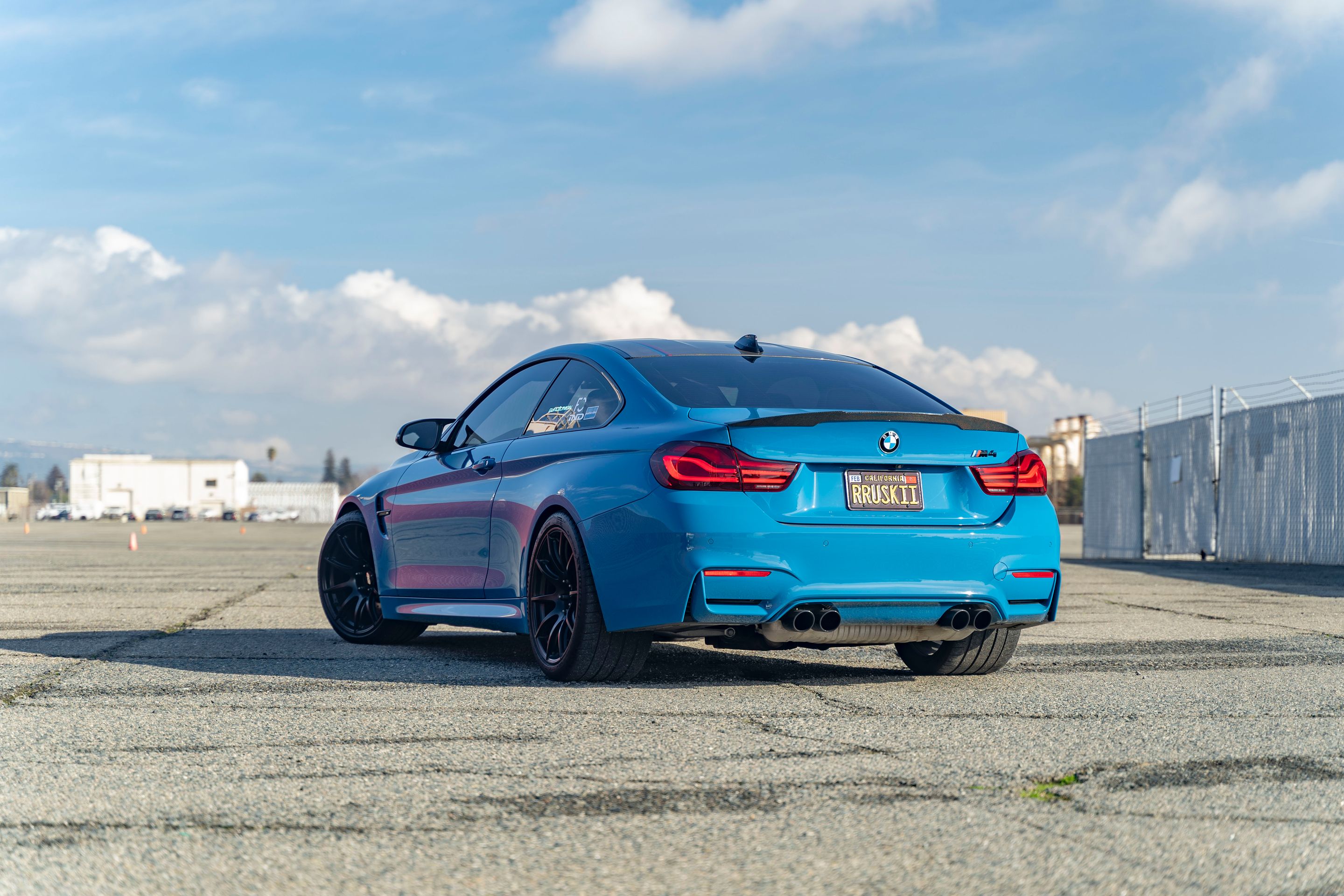 Blue BMW F82 Coupe M4 with 19" SM-10 Apex wheels in Satin Black