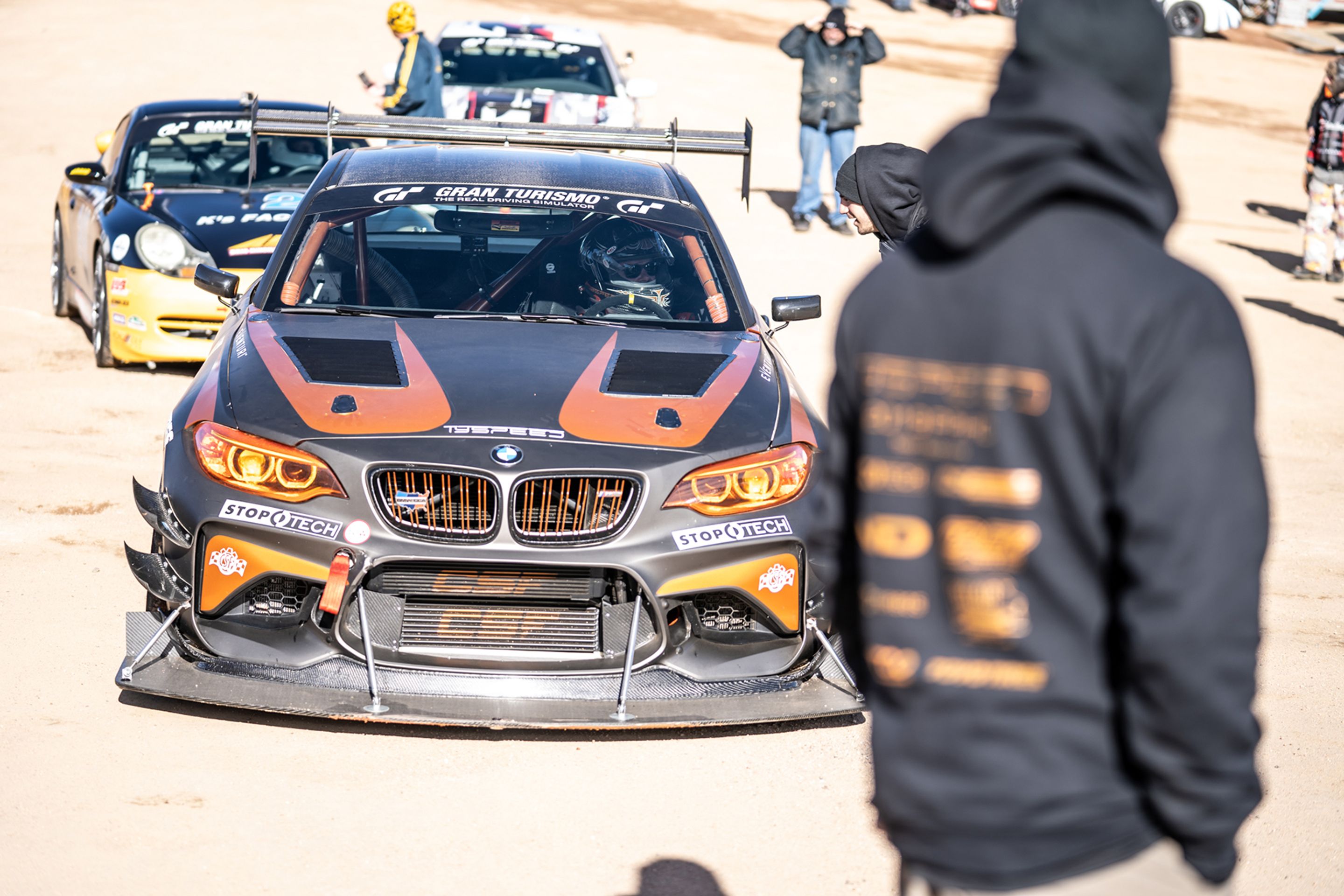 Grey BMW F87 M2 with 18" FL-5 Apex wheels in Satin Black