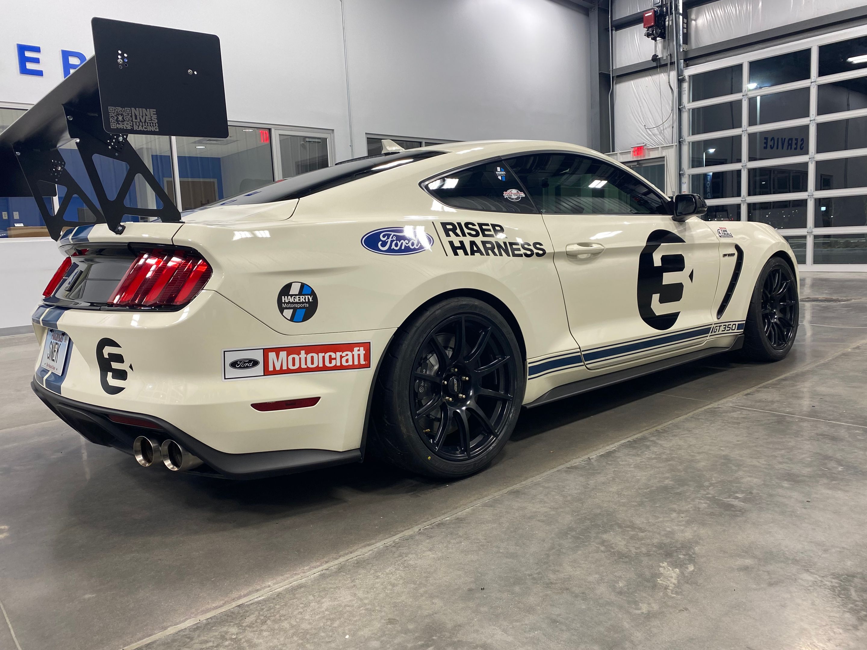 White Ford S550 Mustang GT350 with 19" SM-10 Apex wheels in Satin Black